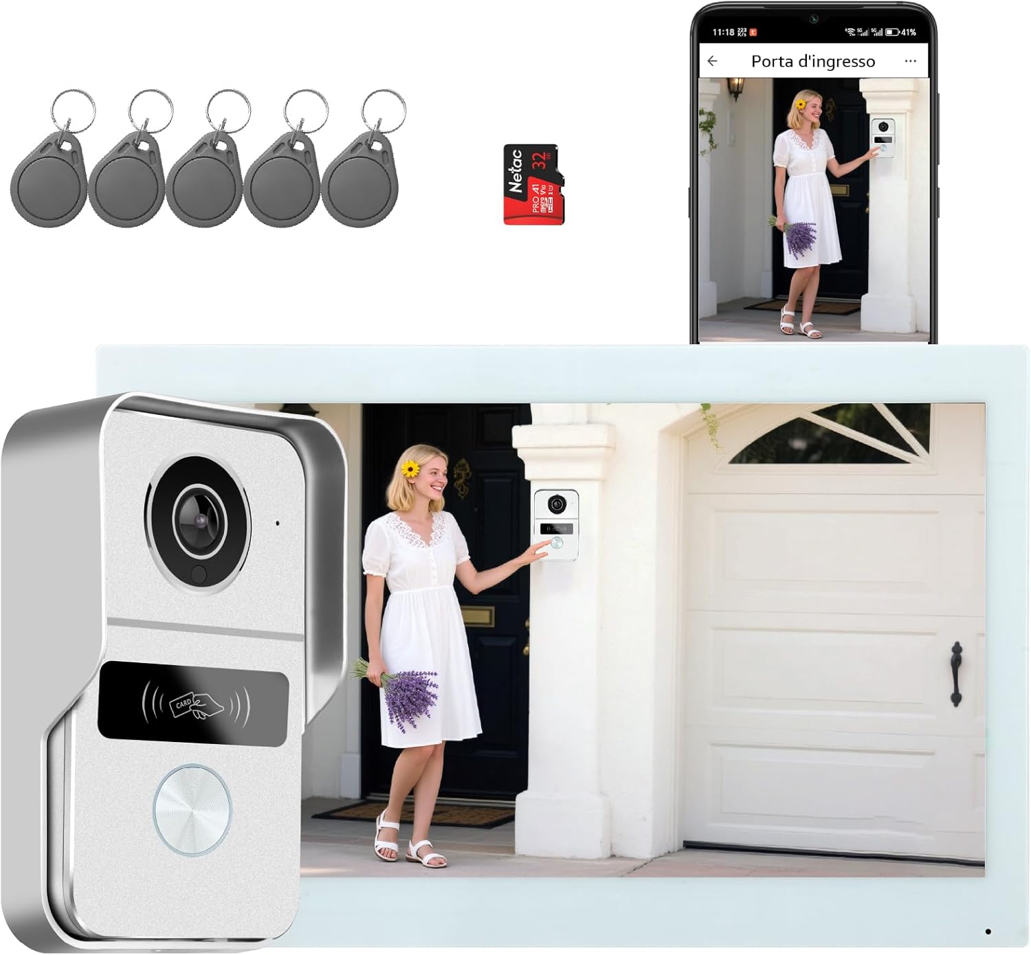 Honmidatek Videocitofono Smart 2 Fili 10.1 inch - immagine 1