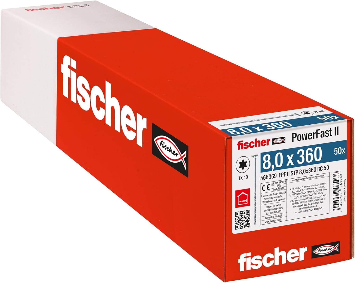 fischer Viti per Legno PowerFast FPF II STP 8,0x360