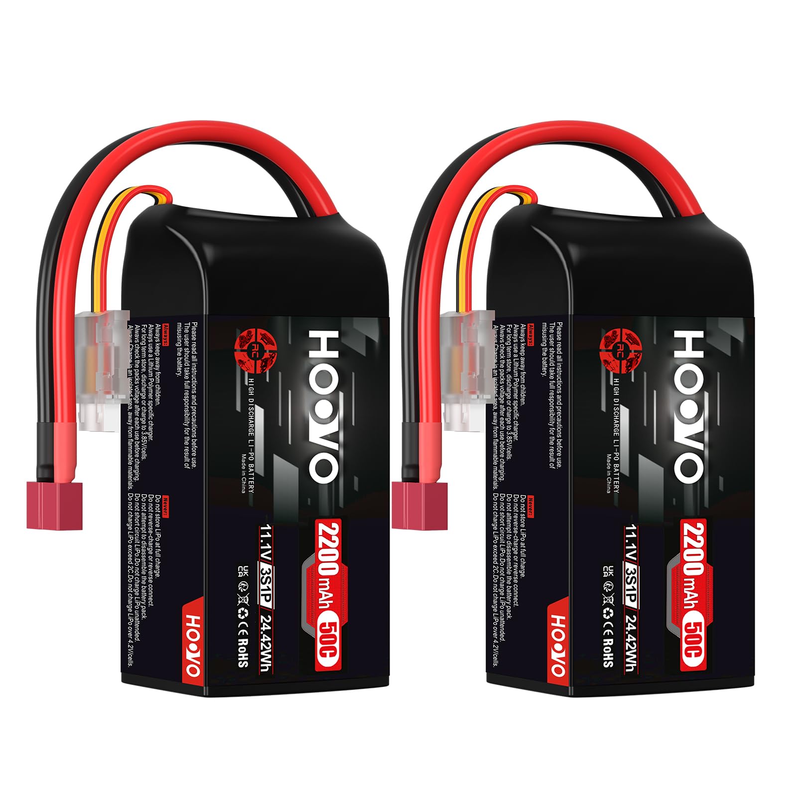 Hoovo Batteria Lipo 3S 2200 mAh 11,1 V 50C (2 pezzi)