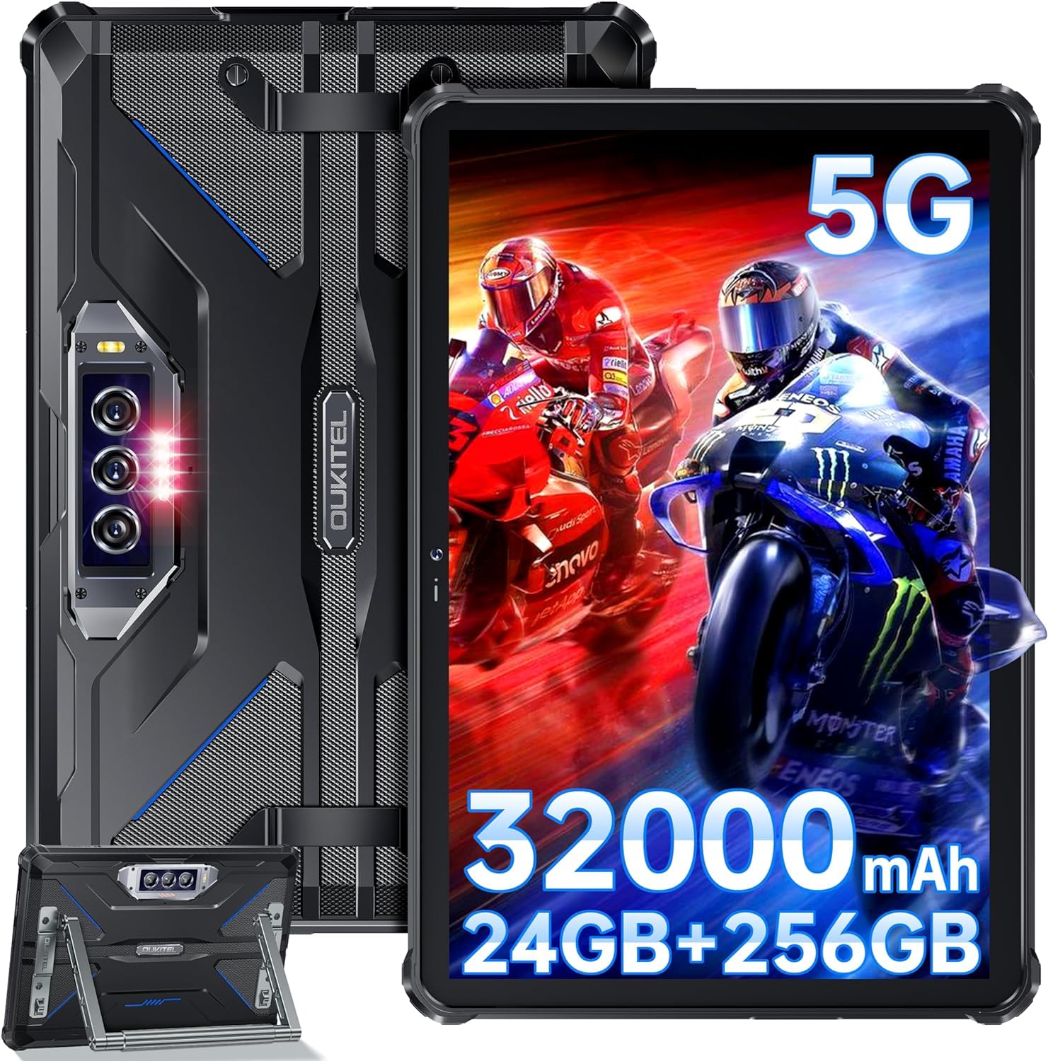 Oba OUKITEL RT7 Tablet PC Rugged 32000mAh, Nero