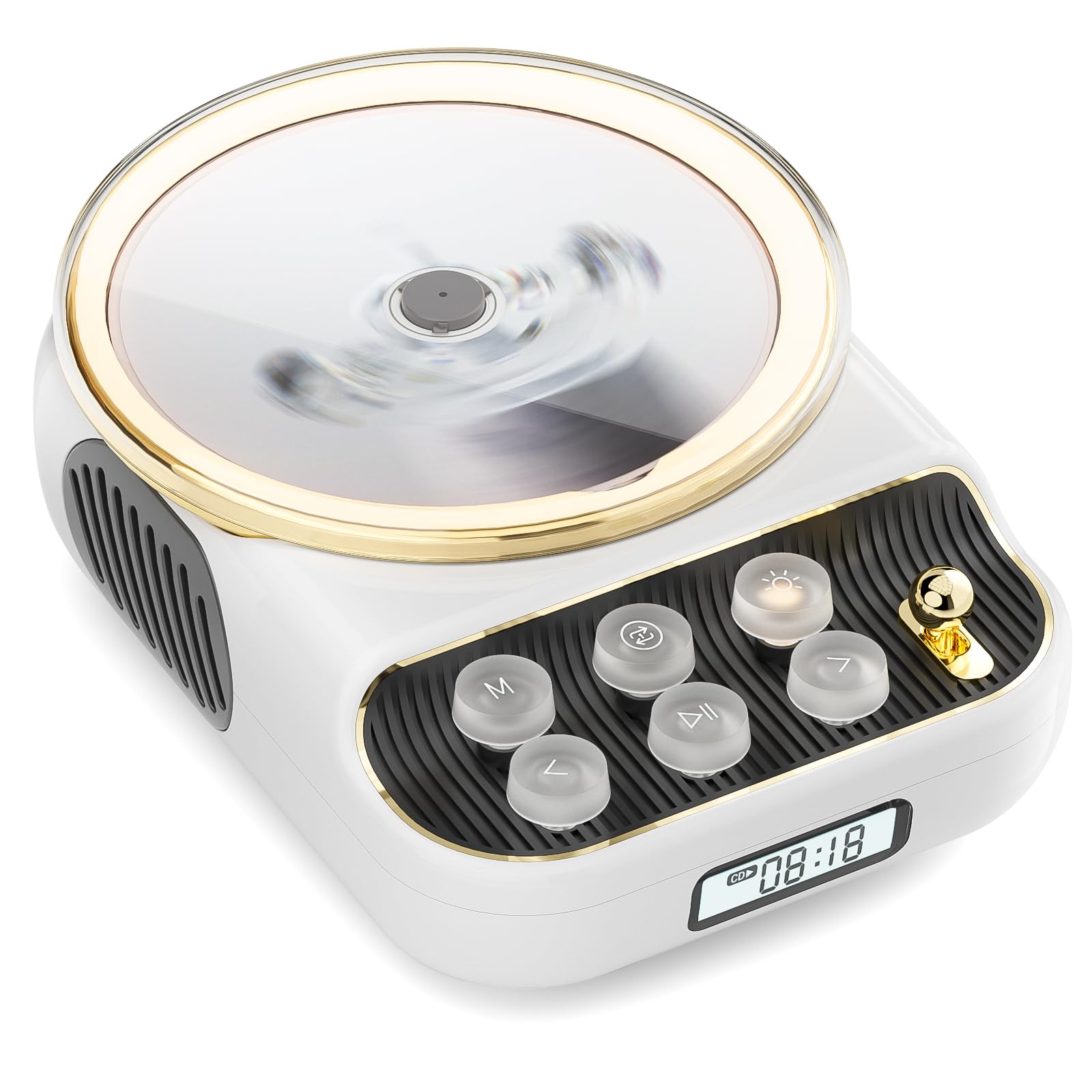 Lettore CD Portatile Bluetooth con Altoparlante, Bianco