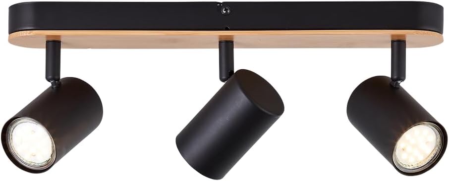 Brilliant Niels Spot Bar 3 Fiamme, Nero Opaco/Naturale - immagine 1