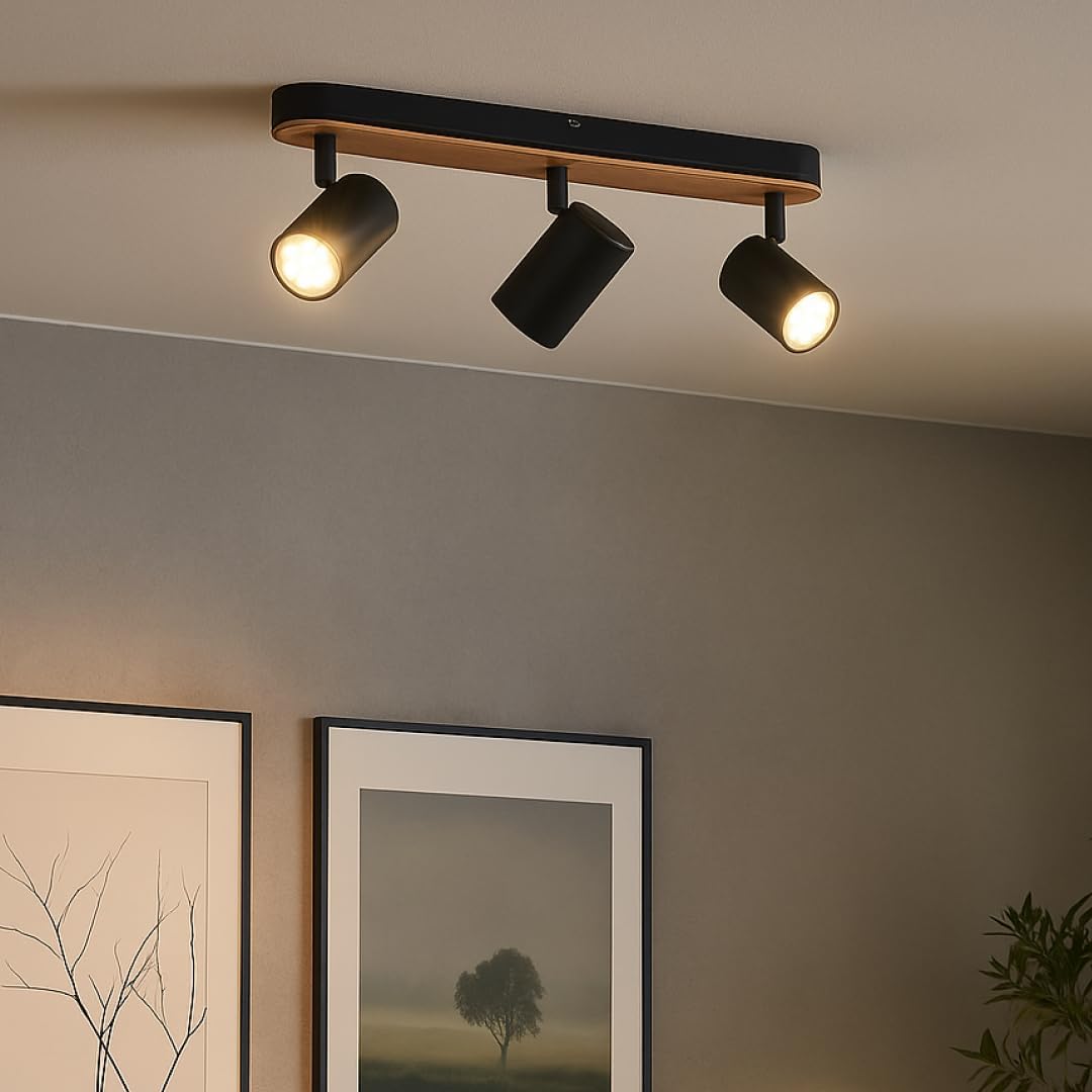 Brilliant Niels Spot Bar 3 Fiamme, Nero Opaco/Naturale - immagine 6