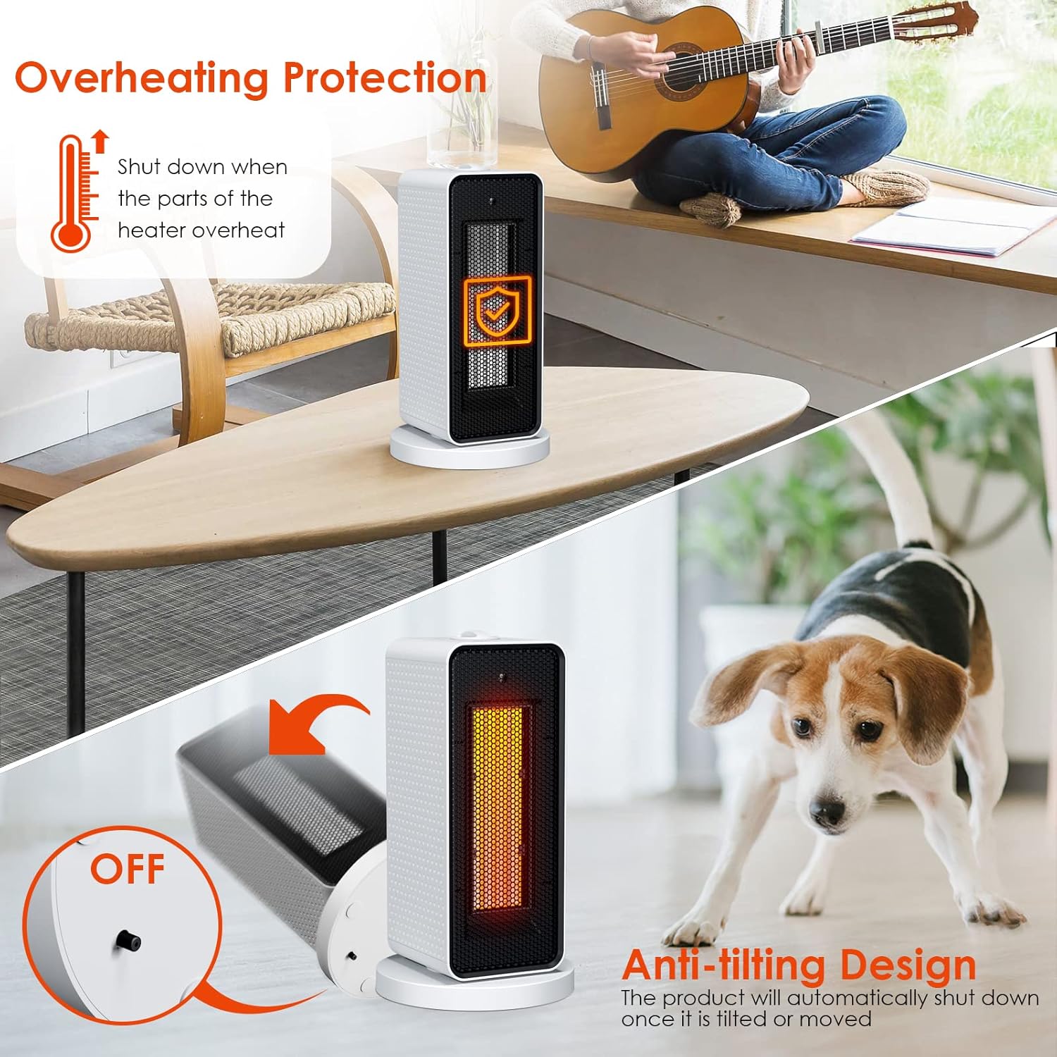 Ninonly Stufetta Elettrica da Bagno 1200W, Bianco - immagine 6