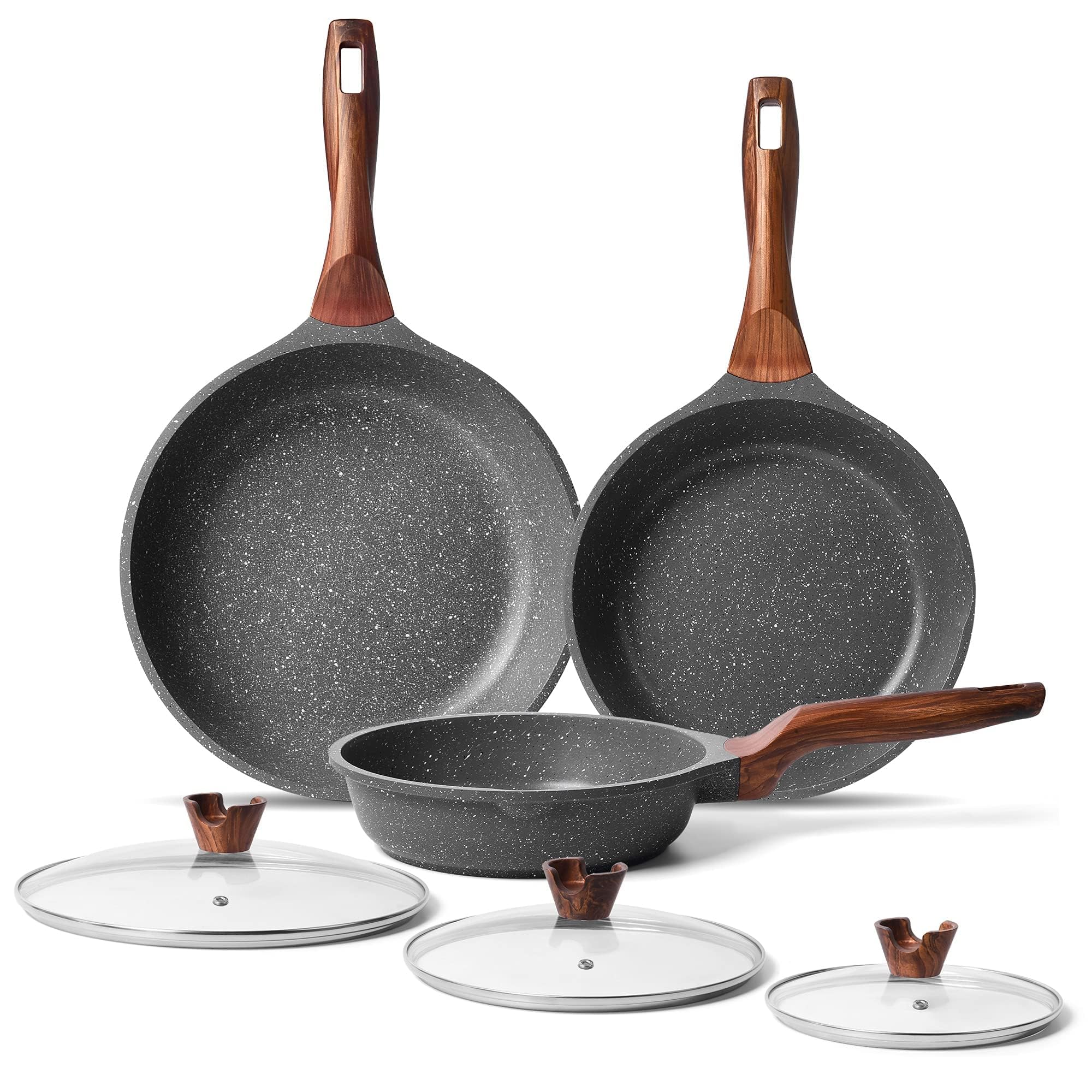 Riovarm Set di Padelle Antiaderenti con Coperchi