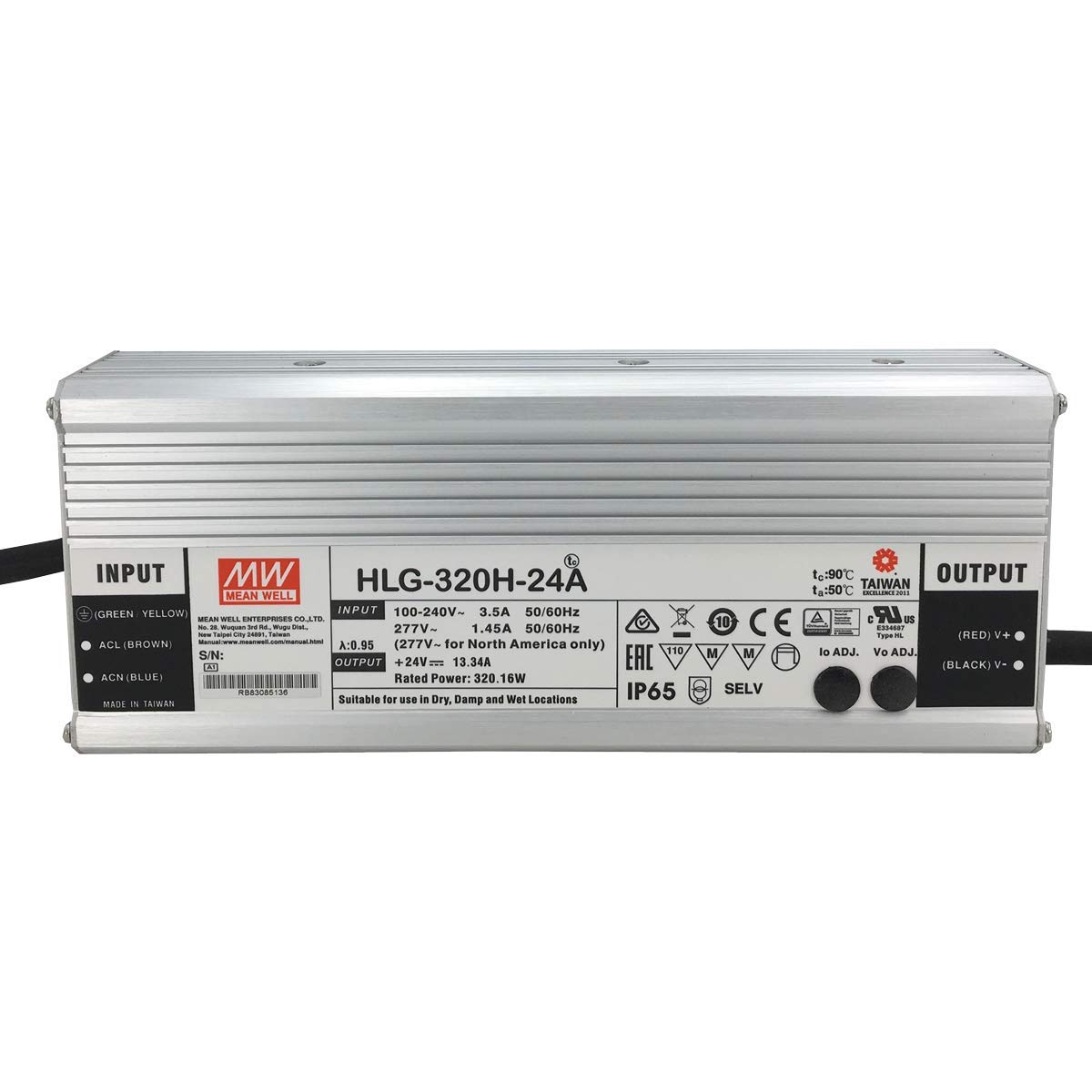 HLG-320H-24A - Alimentatore LED Mean Well 320W 24V