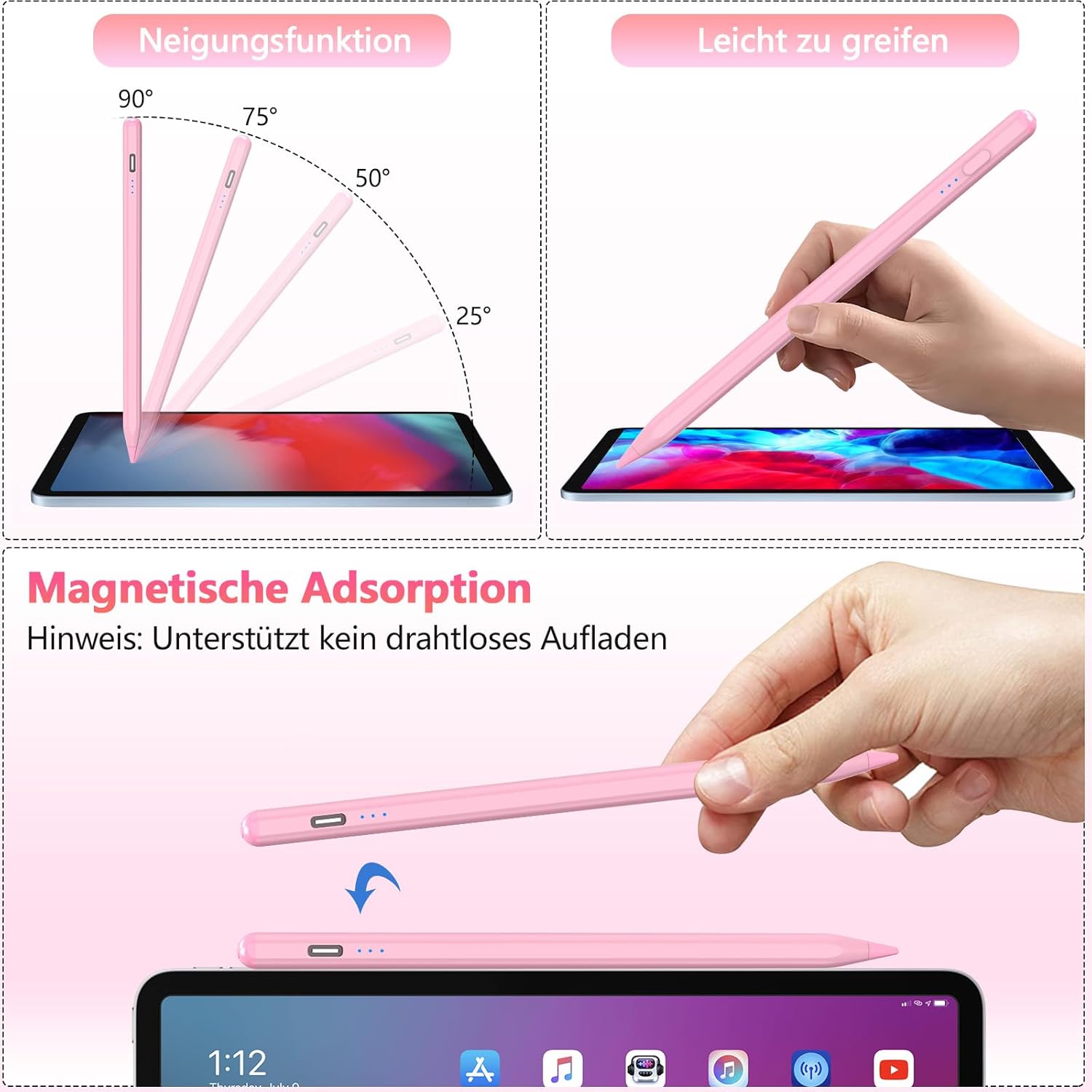 Penna per Tablet Android Universale, Rosa - immagine 4