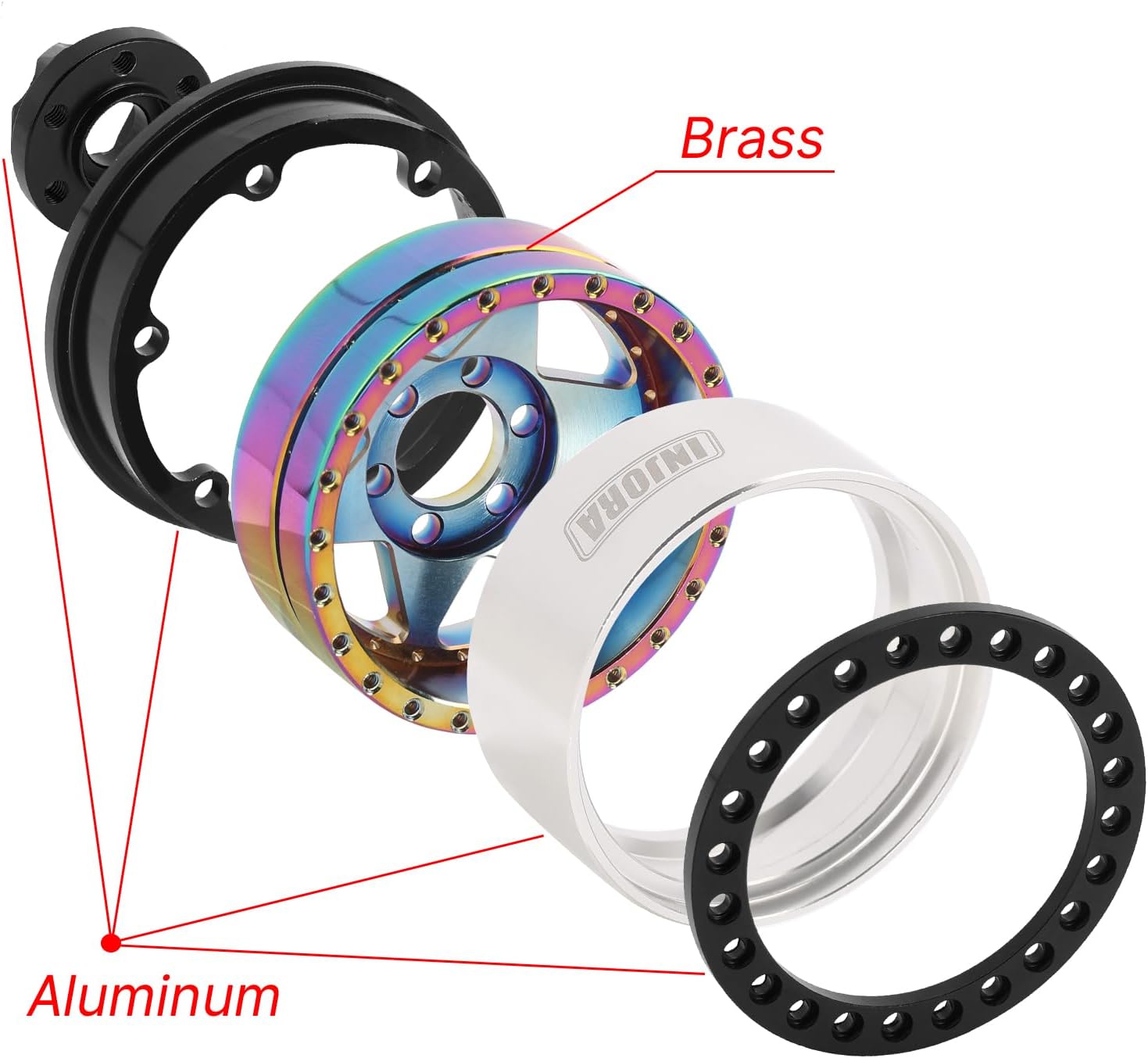 INJORA 1.9" Beadlock Cerchio Ruota Super Pesante - immagine 2