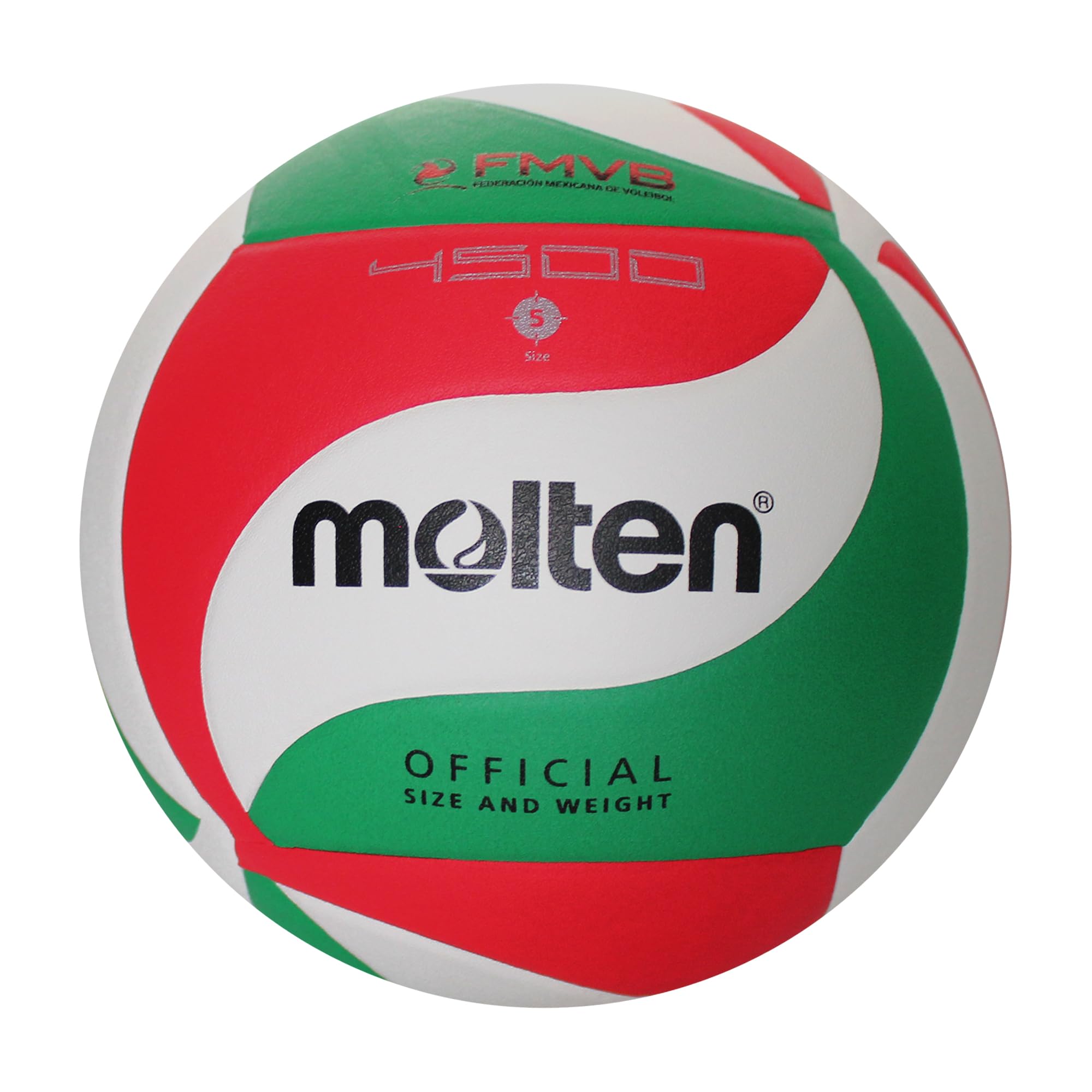 Molten - V5M4500, Pallone da pallavolo, colore: Bianco/Verde/Rosso