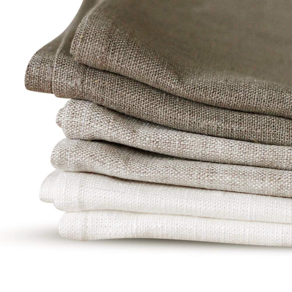 6 Strofinacci di Lino Misto, Bianco Beige Naturale