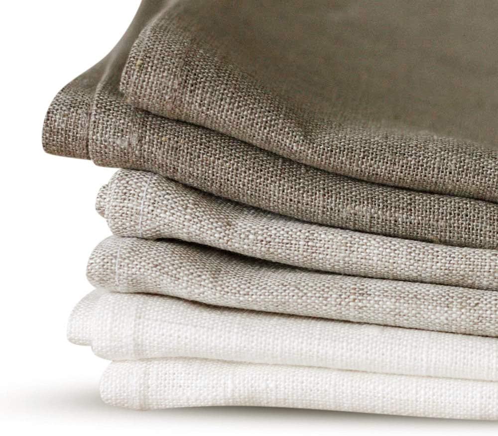 6 Strofinacci di Lino Misto, Bianco Beige Naturale - immagine 1