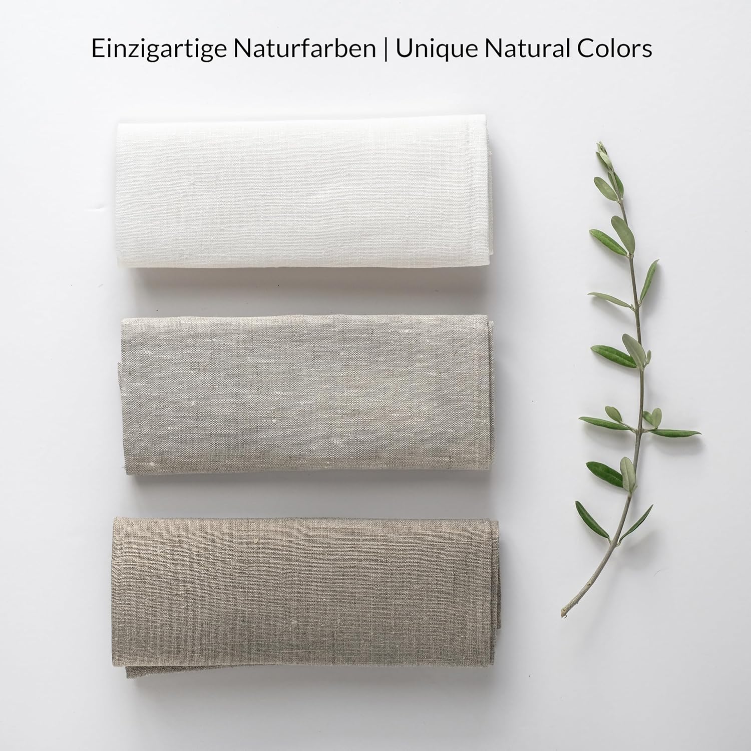 6 Strofinacci di Lino Misto, Bianco Beige Naturale - immagine 3