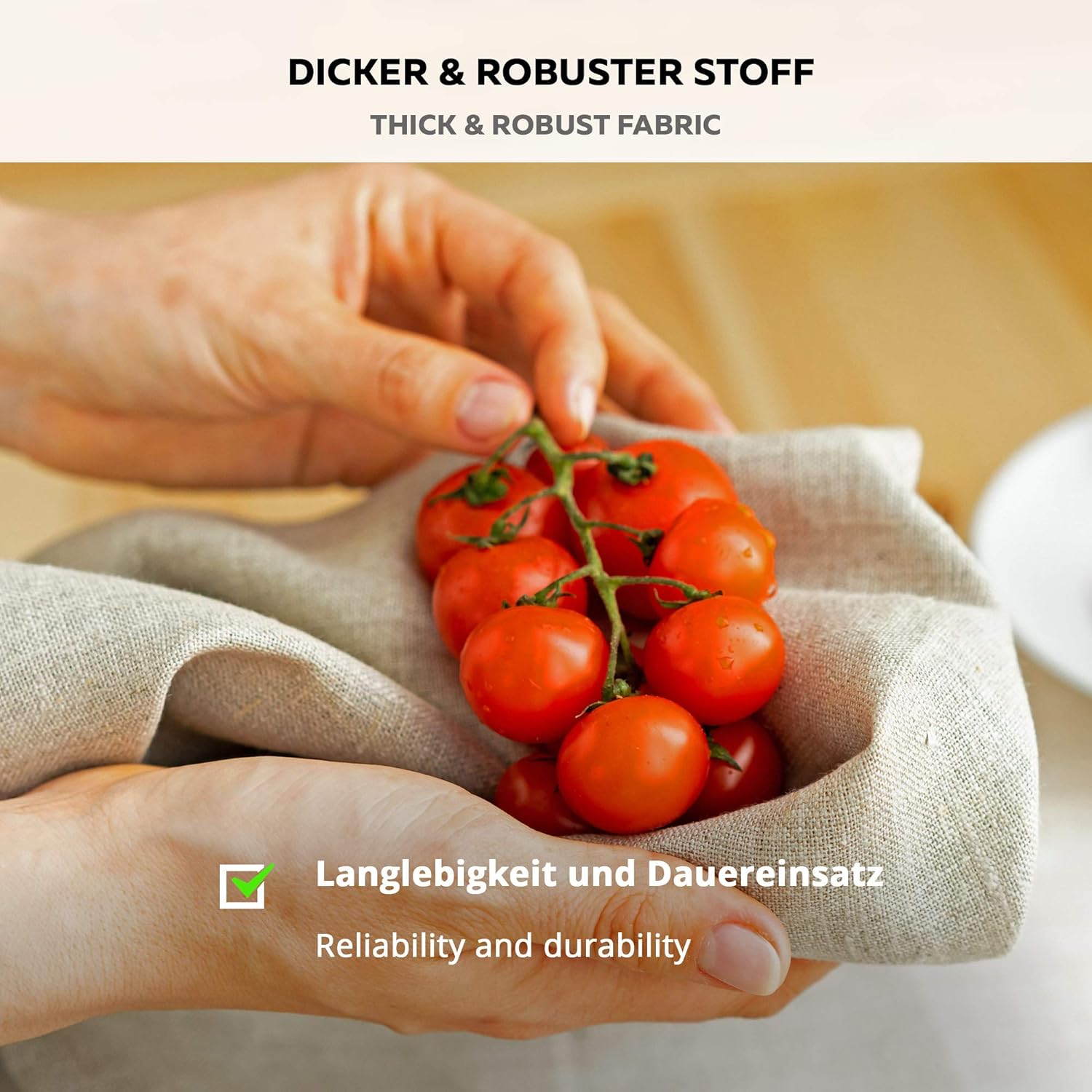 6 Strofinacci di Lino Misto, Bianco Beige Naturale - immagine 5