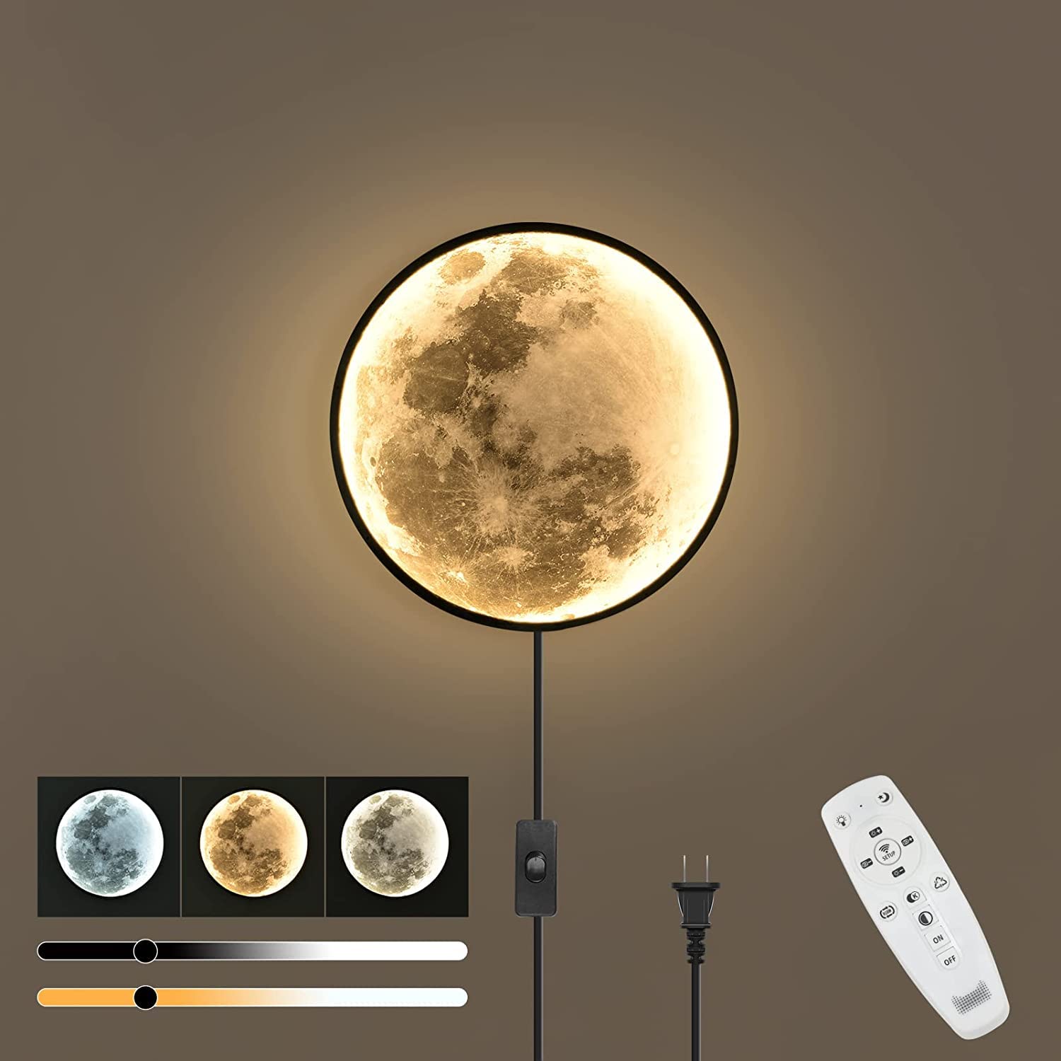Applique da Parete LED Moon Dimmerabile con Telecomando 30cm