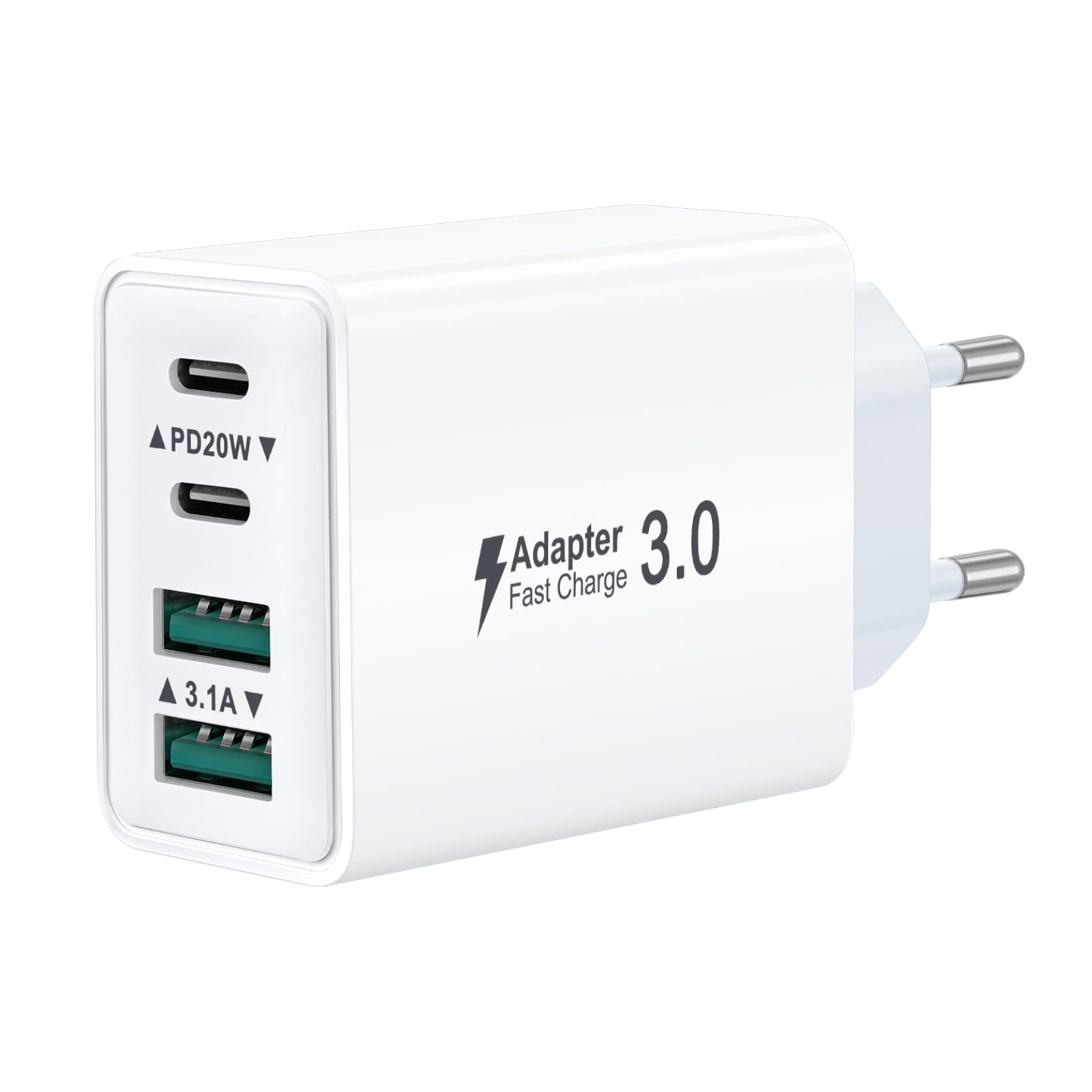 Caricatore USB-C 40W 4 Porte con Ricarica Rapida