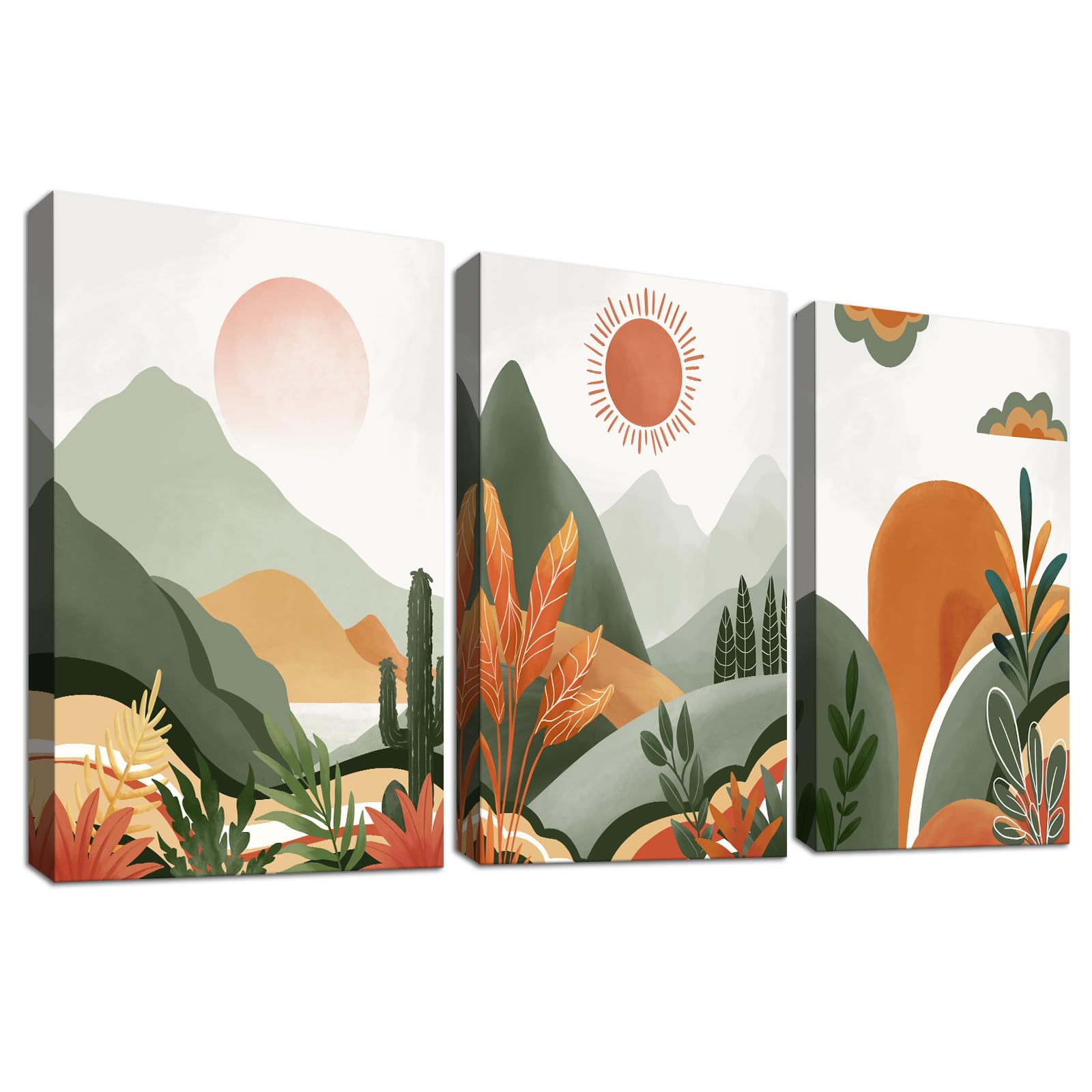 3Pcs Stampa su Tela con Cornice 50x70cm, Deserto Bohemien