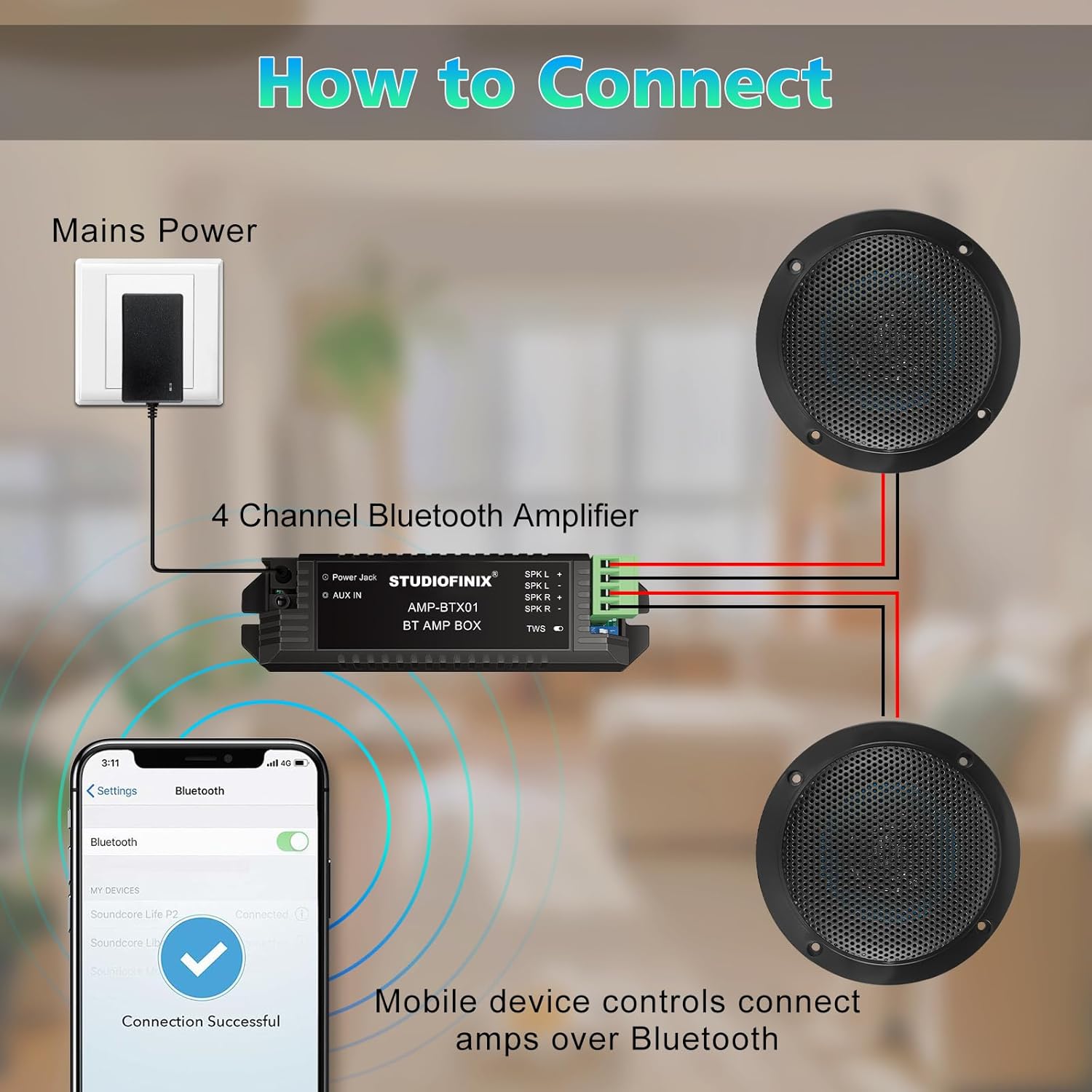Studiofinix Altoparlanti a Tetto Bluetooth Impermeabili, Neri - immagine 3