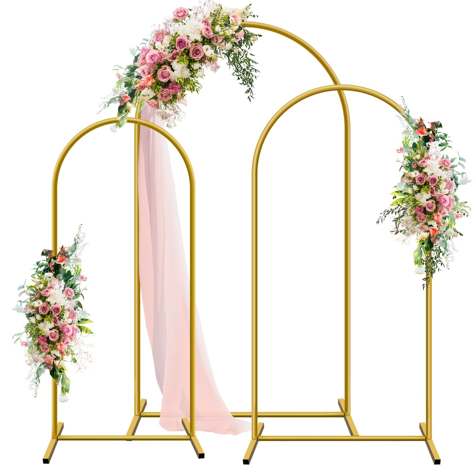 Jebutu Set 3 Supporti per Arco di Matrimonio Oro