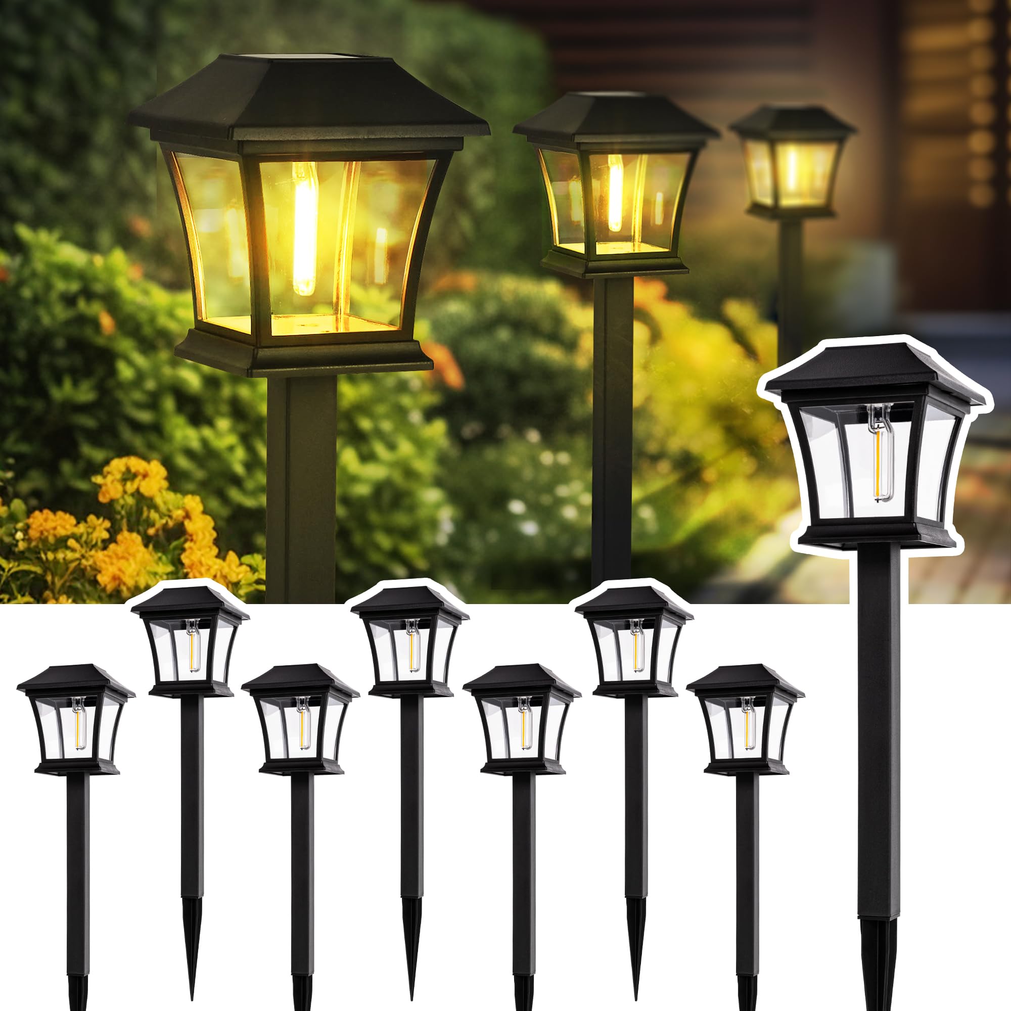 Gigalumi Luci Solari per Sentieri 8 Pack, Bianco Caldo