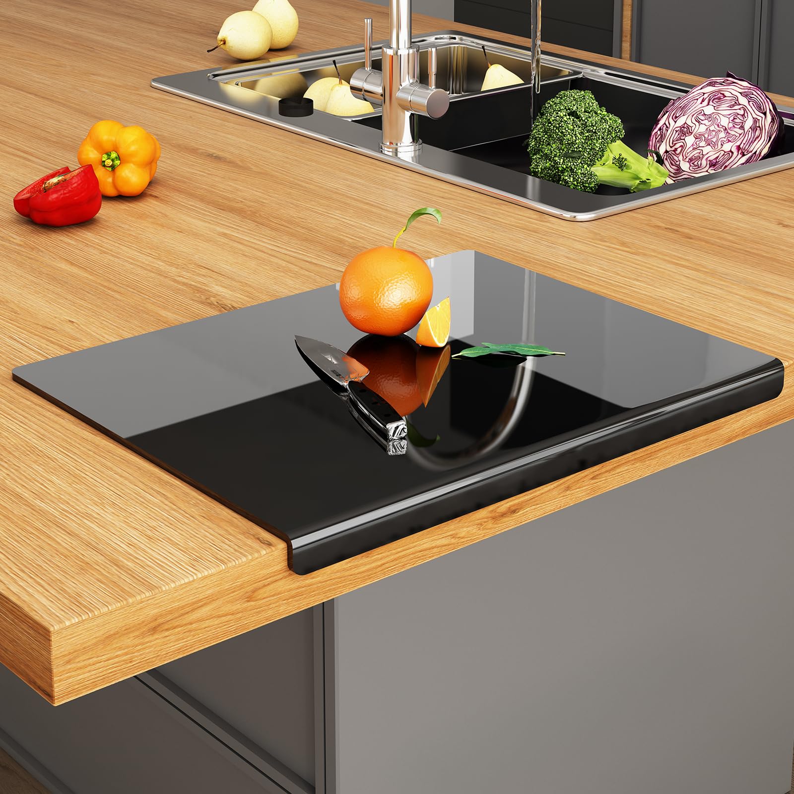 Jjl Tagliere in Acrilico con Bordo da Banco 61x46 cm, Nero