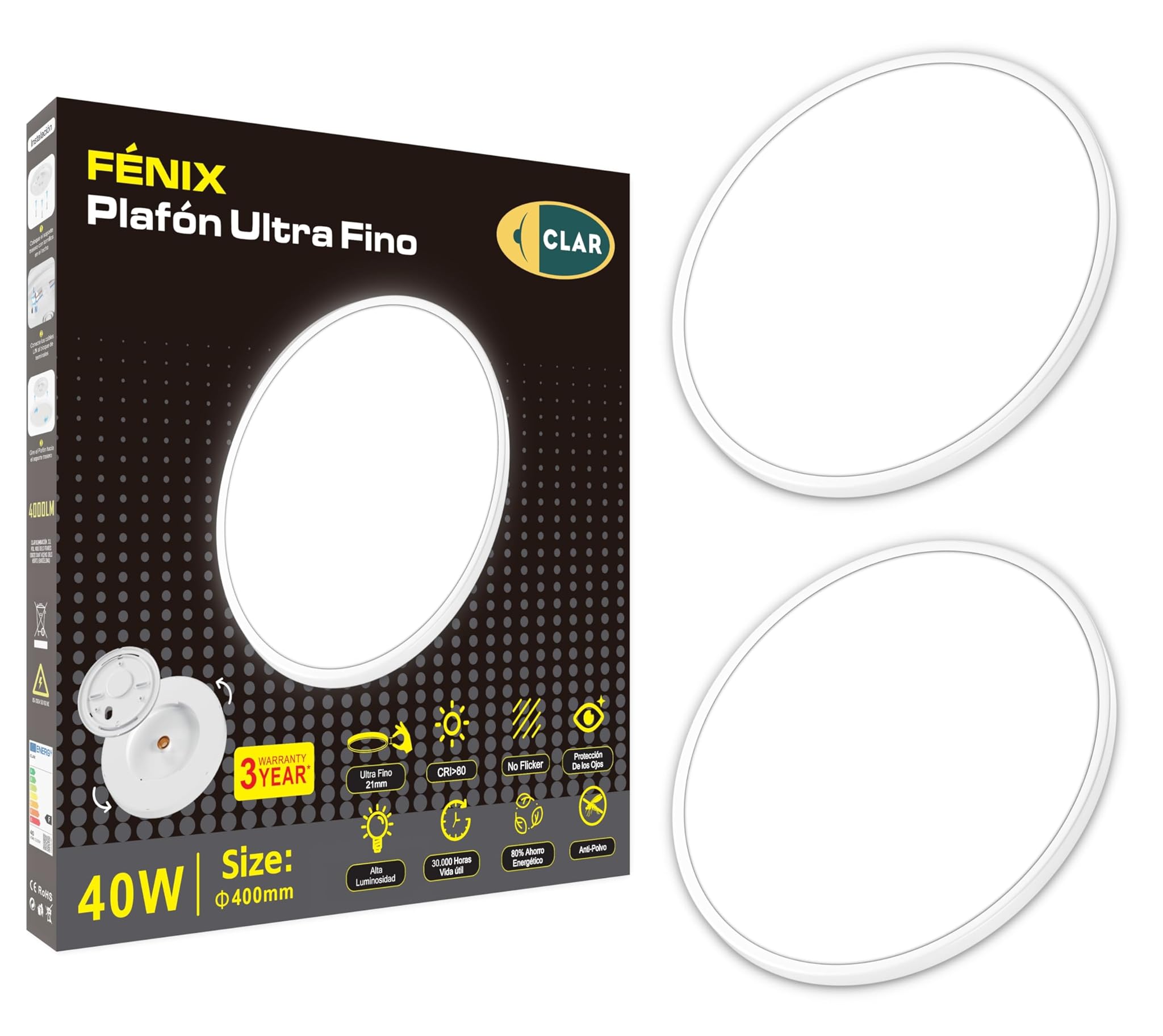 Plafoniera LED Soffitto Ultra Slim 40W 4000K (2 Pezzi)