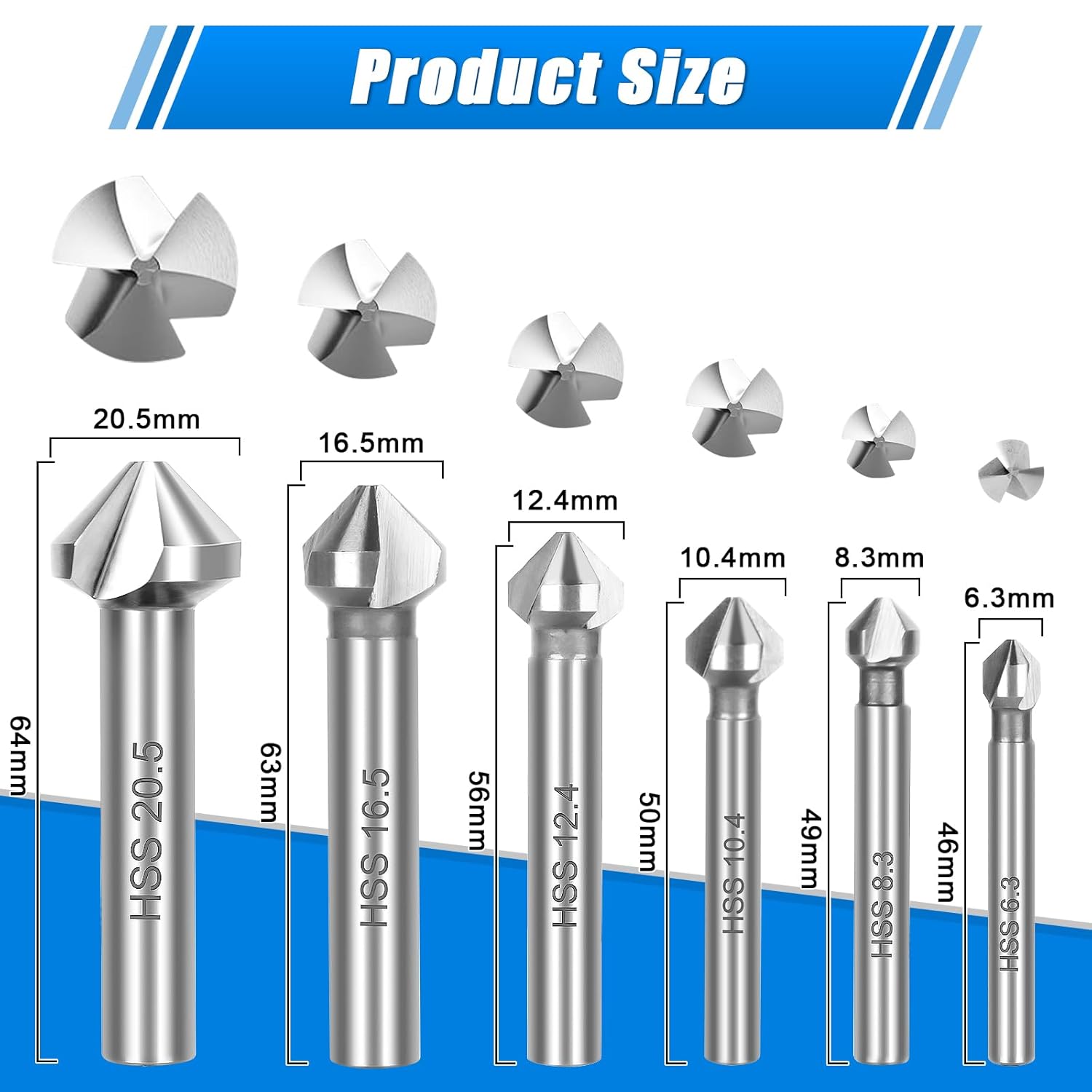 Iwilcs Assortimento Svasatori 90° HSS Titanio 6 pezzi - immagine 4