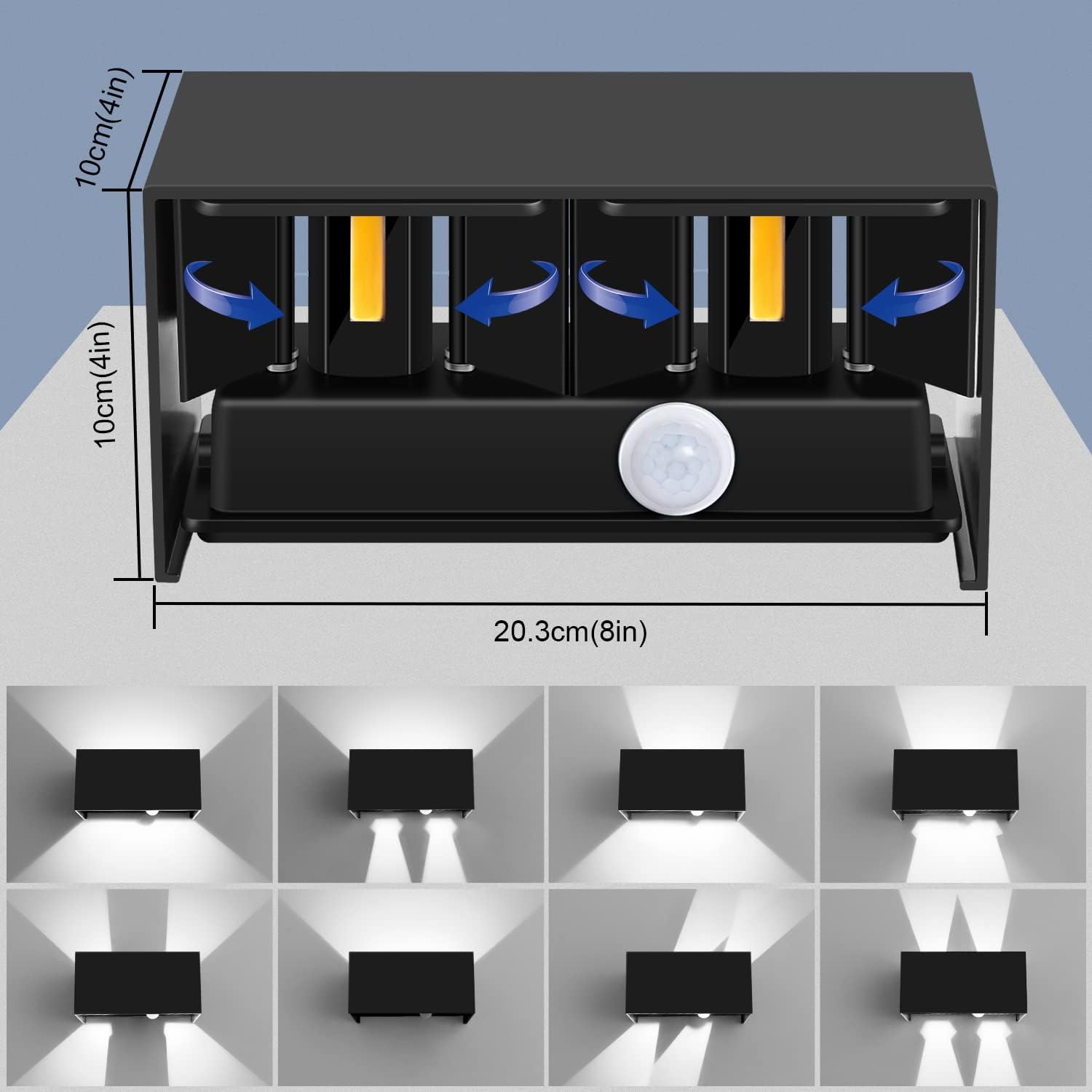 Kingwei Applique da Esterno con Sensore Movimento, Nero - immagine 4