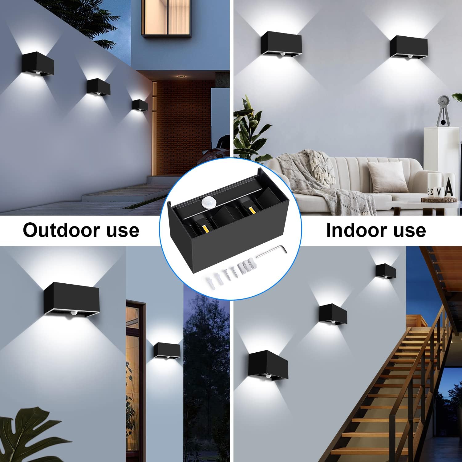 Kingwei Applique da Esterno con Sensore Movimento, Nero - immagine 6