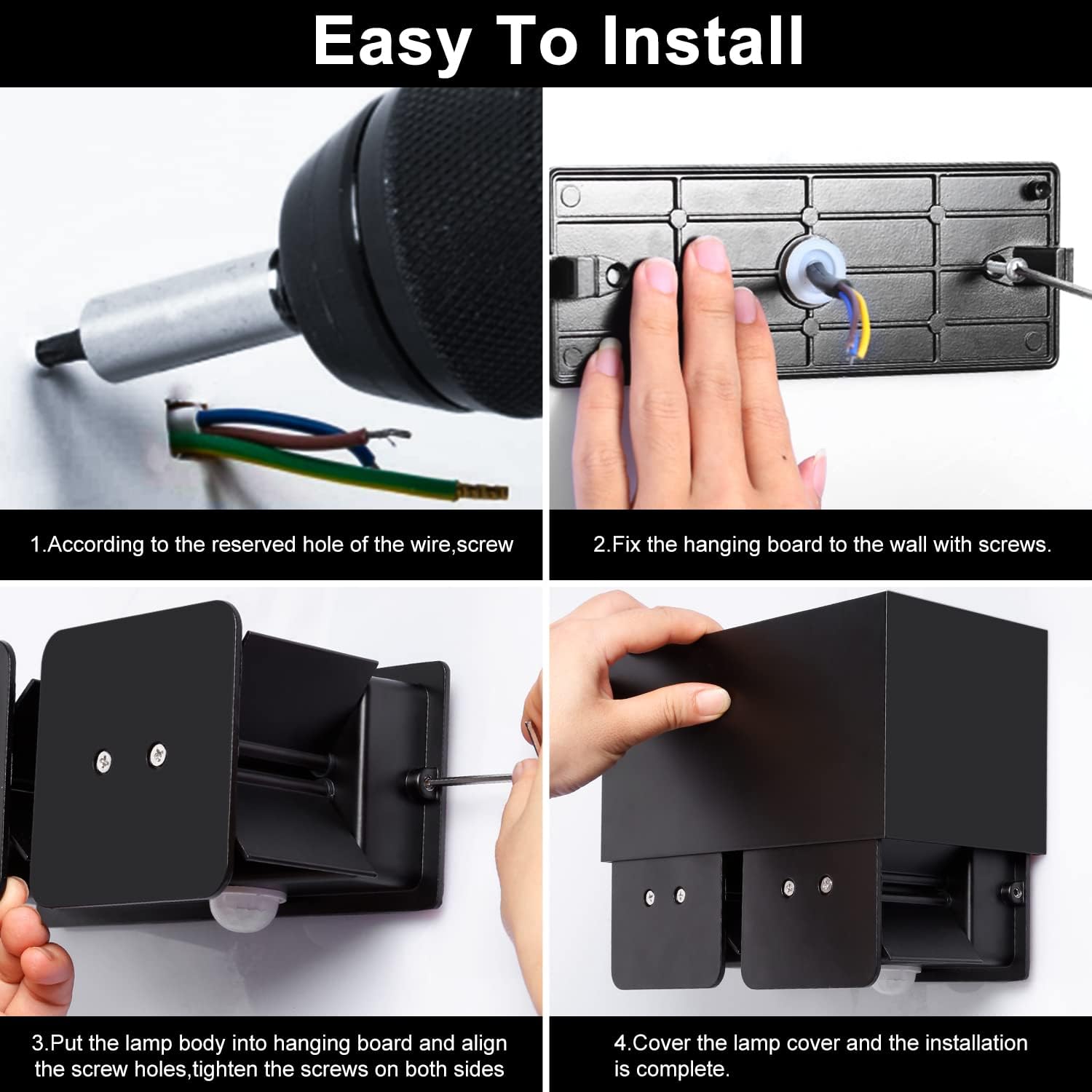 Kingwei Applique da Esterno con Sensore Movimento, Nero - immagine 7