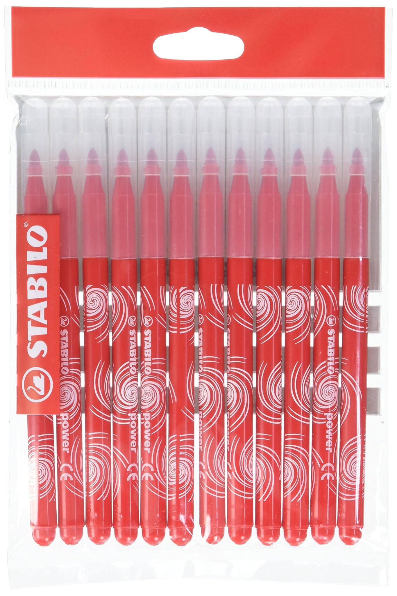 Stabilo power - Pennarello Punta Media, Pack 12 Rosso
