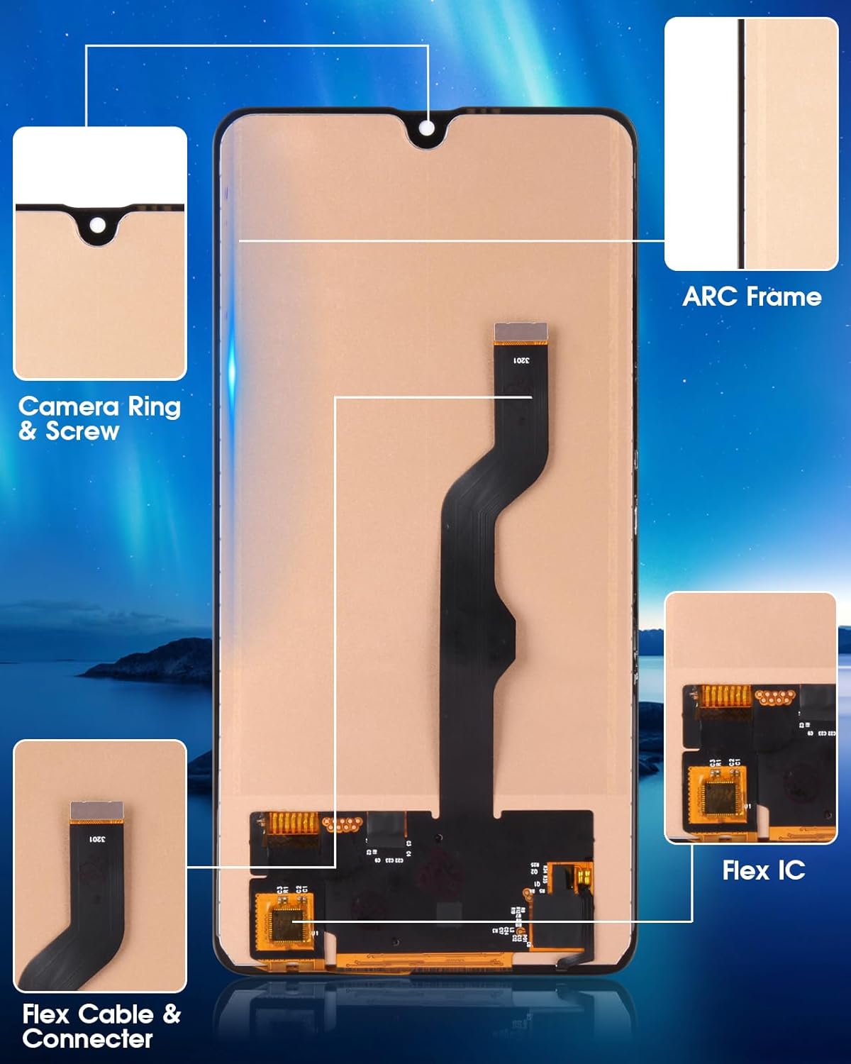 Schermo LCD per Huawei Mate 20 X Nero - immagine 7
