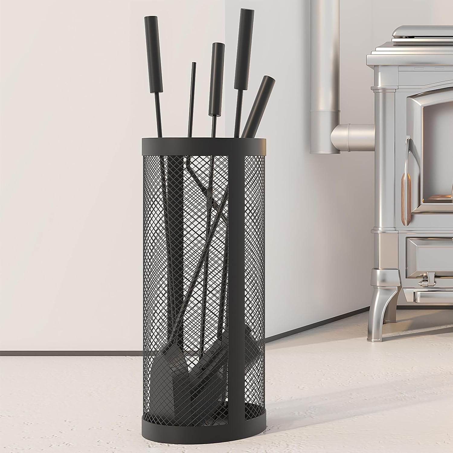 Kingson Set 5 Accessori Caminetto Arrotondati, Nero - immagine 5