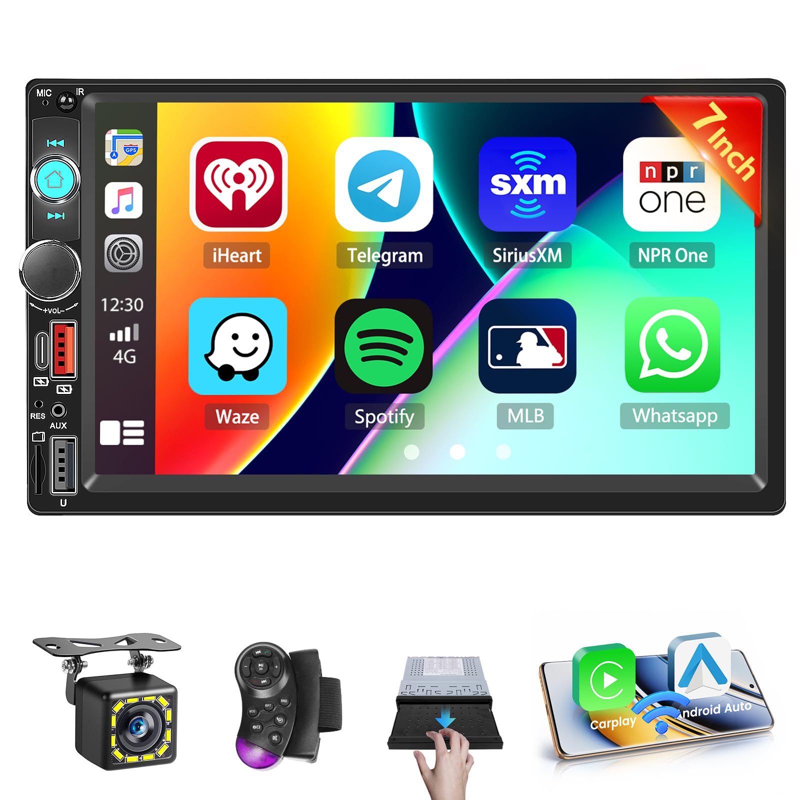 Hikity Autoradio 2 Din Touch Screen IPS 7 Pollici