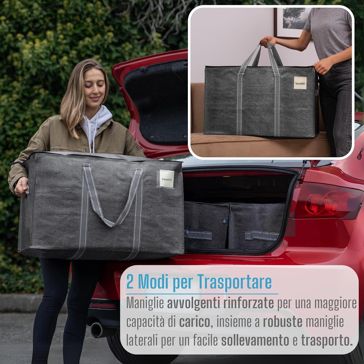 Veno Set 8 Borse da Trasloco Grandi, Nero - immagine 3