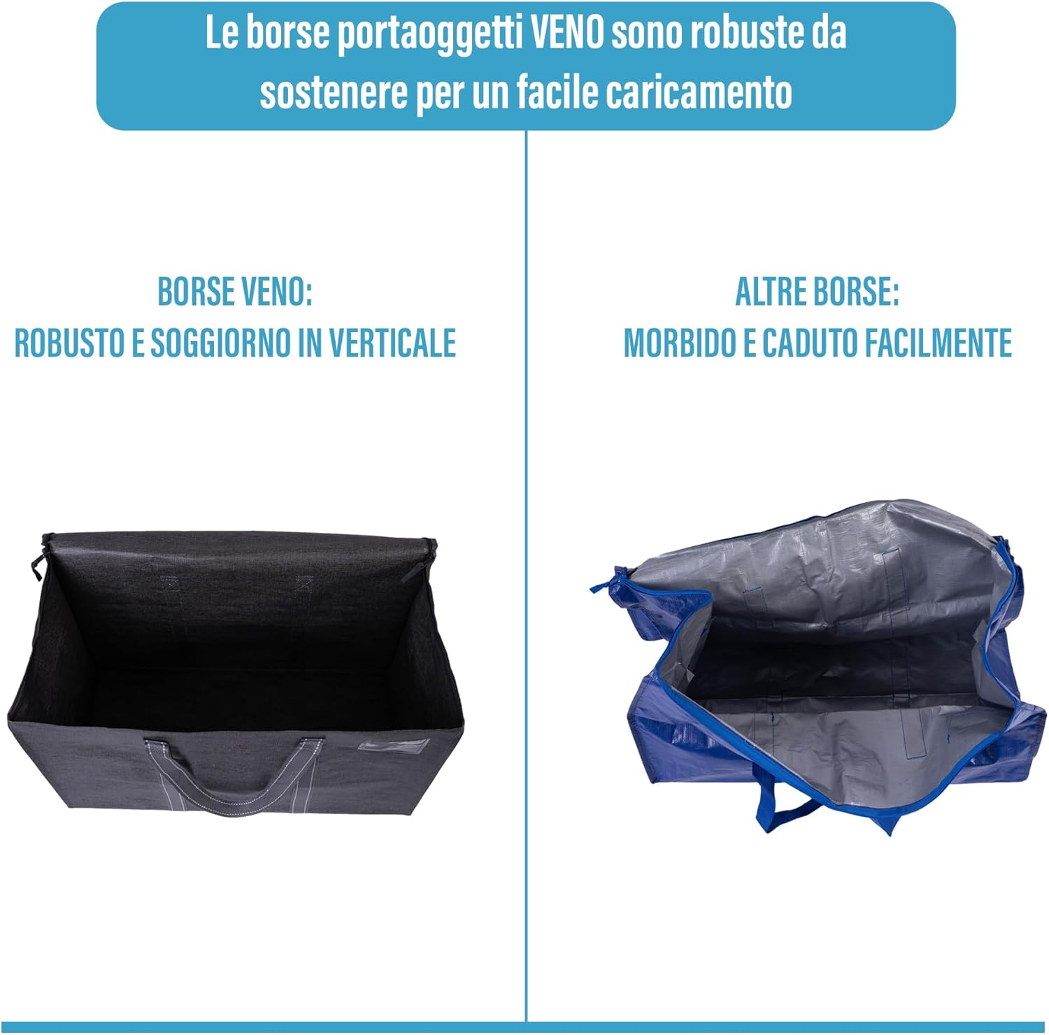 Veno Set 8 Borse da Trasloco Grandi, Nero - immagine 4