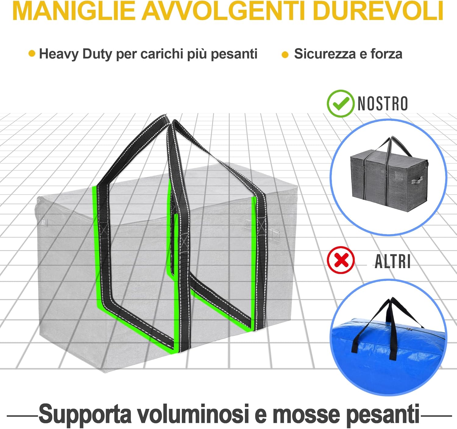 Veno Set 8 Borse da Trasloco Grandi, Nero - immagine 6