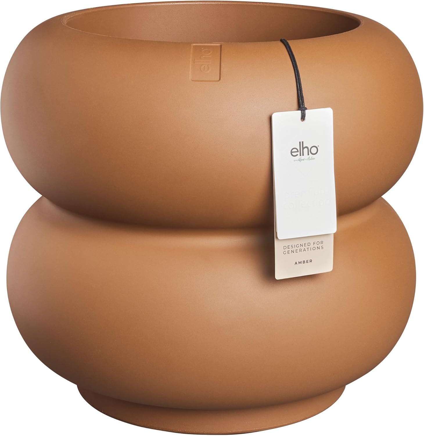 elho Amber Roll Low 43 - Vaso per Piante, Marrone/Caramello