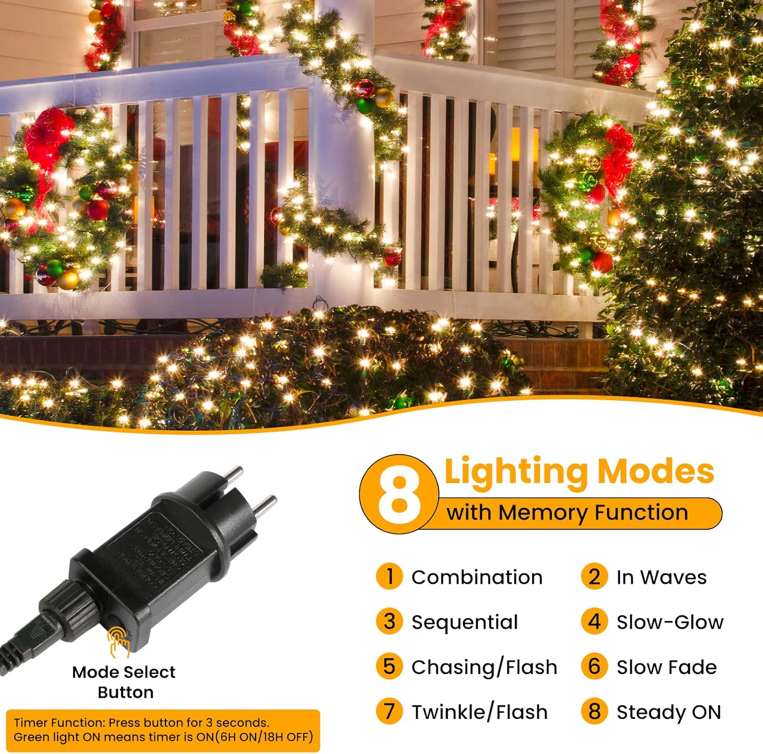 Luci Albero di Natale 30M 300LED Esterno, Collegabile - immagine 3