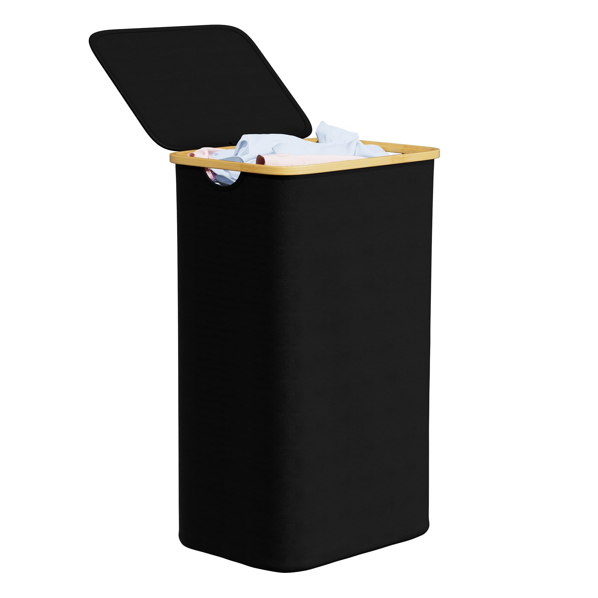 Spaceaid Cesto Portabiancheria con Coperchio 110 Litri, Nero