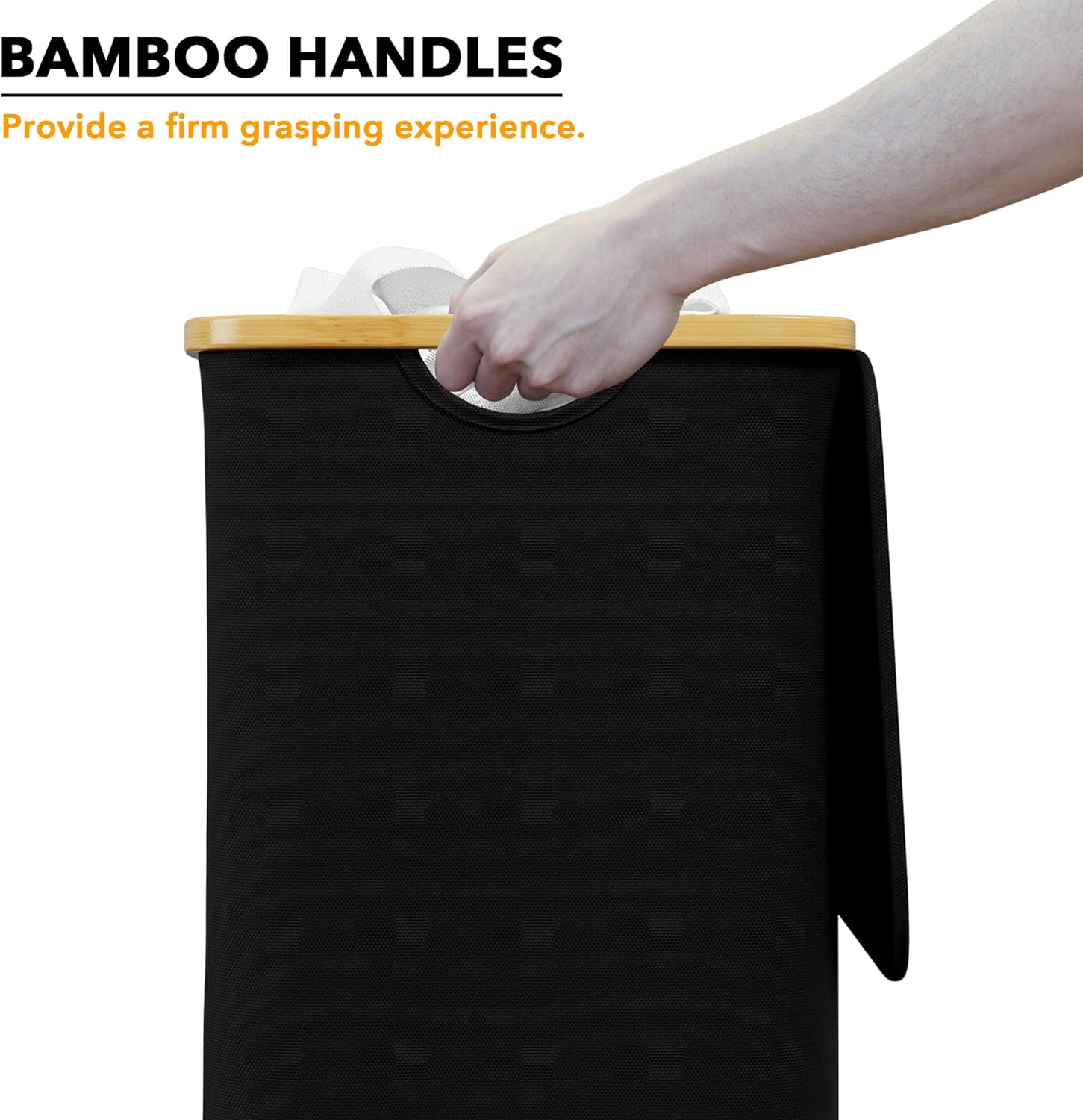 Spaceaid Cesto Portabiancheria con Coperchio 110 Litri, Nero - immagine 4