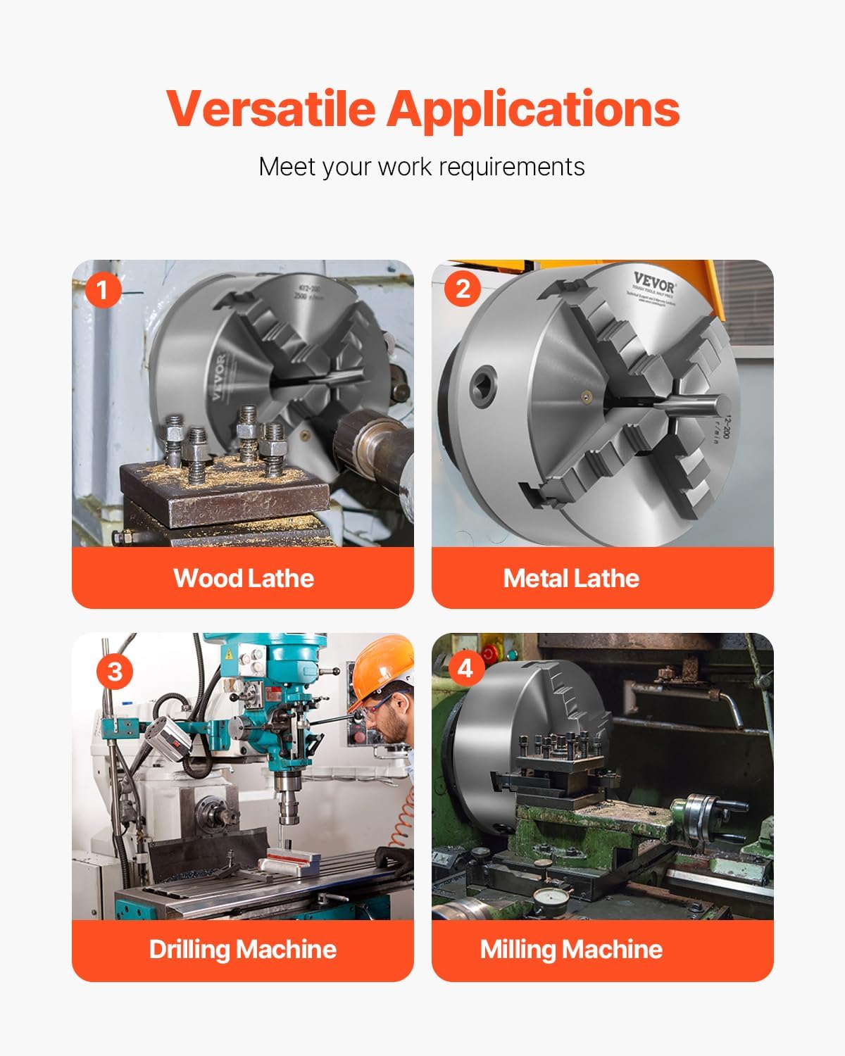 Vevor Piastra Mandrino per Tornio a 4 Griffe 200 mm - immagine 6