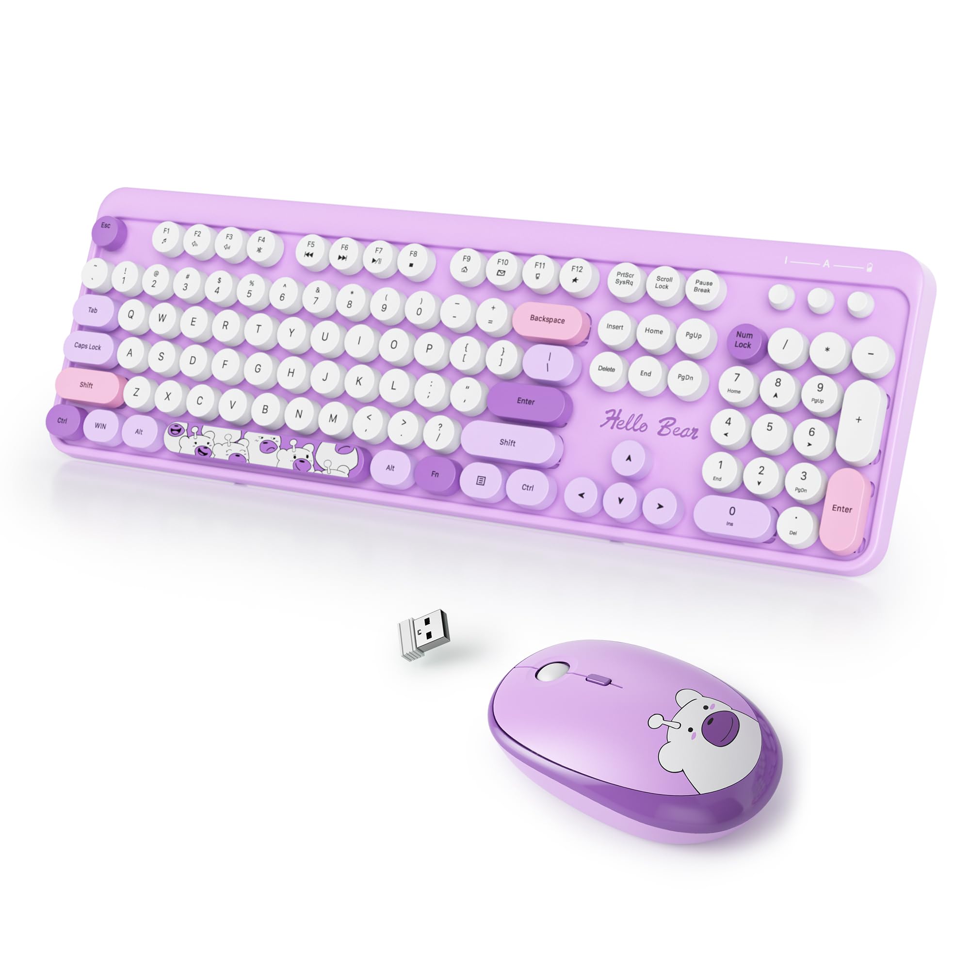 Tastiera e Mouse Wireless Colorati 2.4 GHz QWERTY