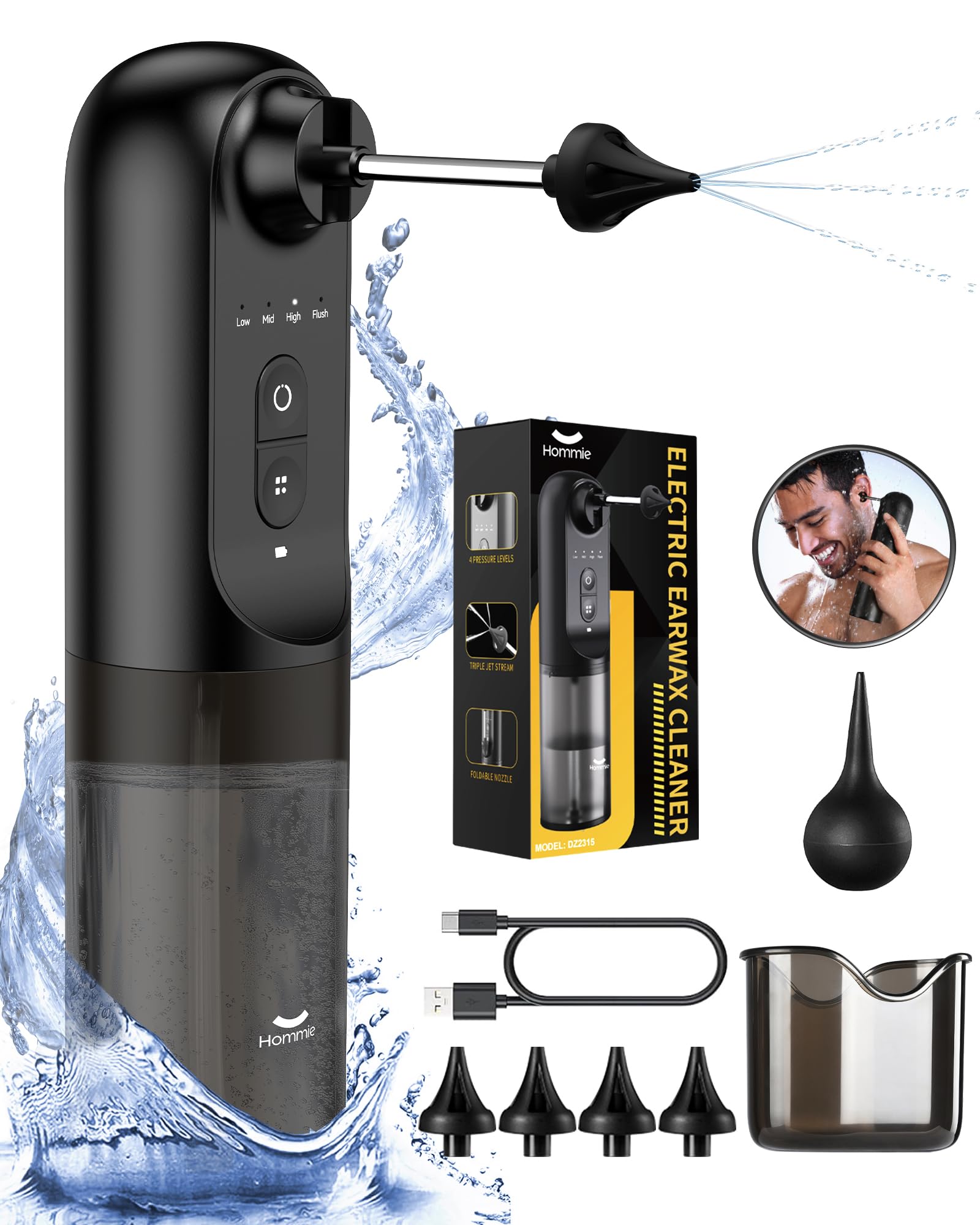 Hommie Kit Elettrico Rimozione Cerume Impermeabile IPX7