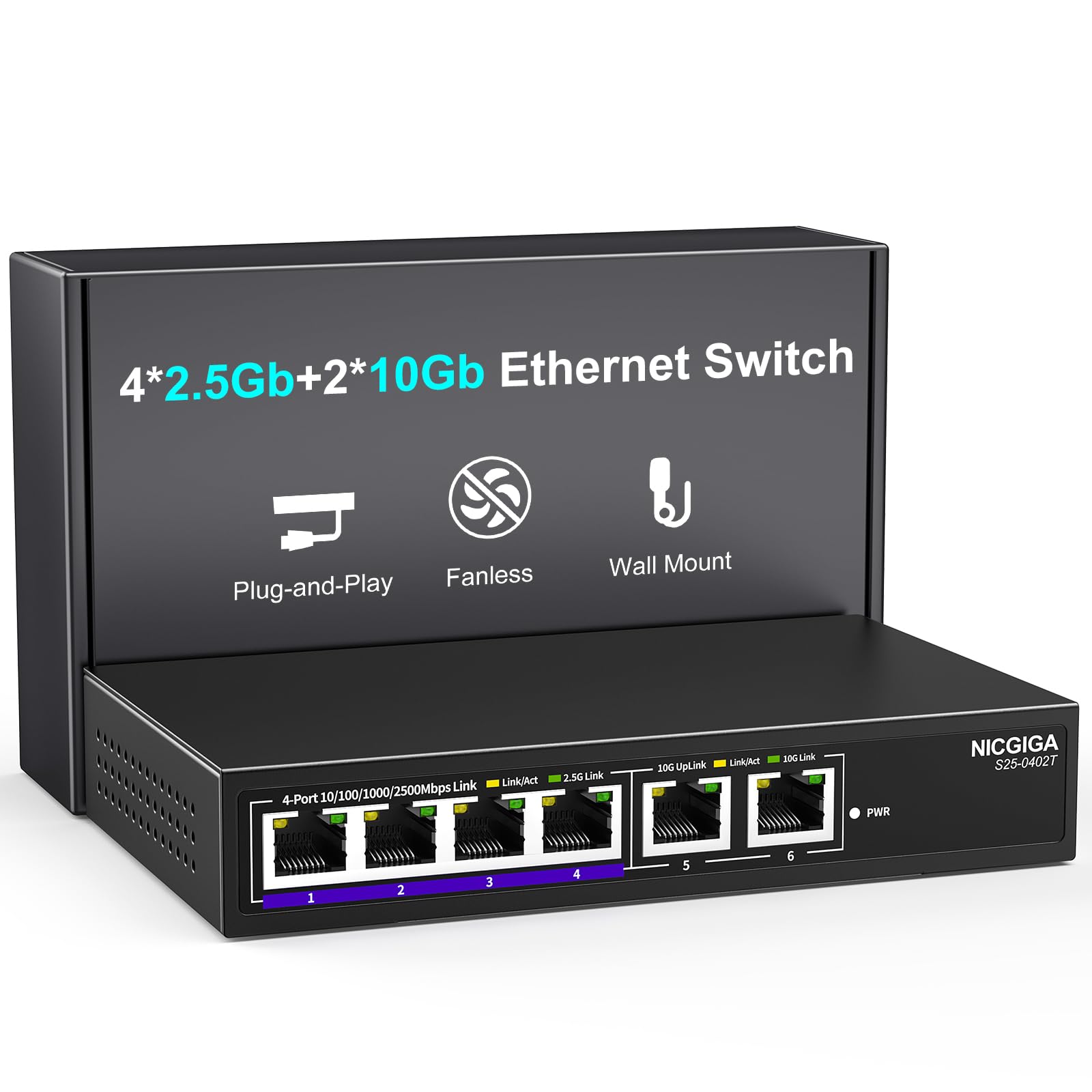 Nicgiga Switch Ethernet Non Gestito 10Gbps 6 Porte