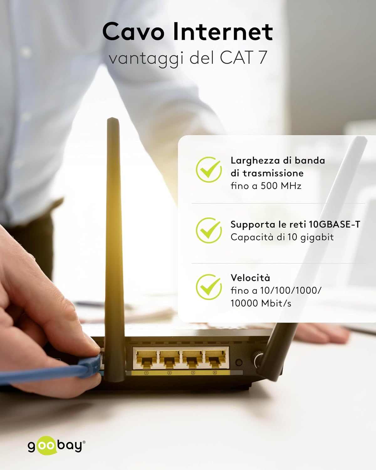 Goobay 92669 - Cavo Patch RJ45 CAT 7 S-FTP 20m, Bianco - immagine 5