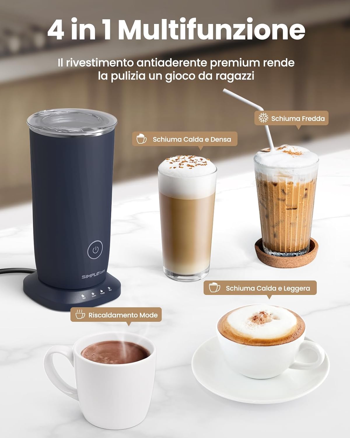 Simpletaste Montalatte Elettrico 4 in 1 Automatico - immagine 2
