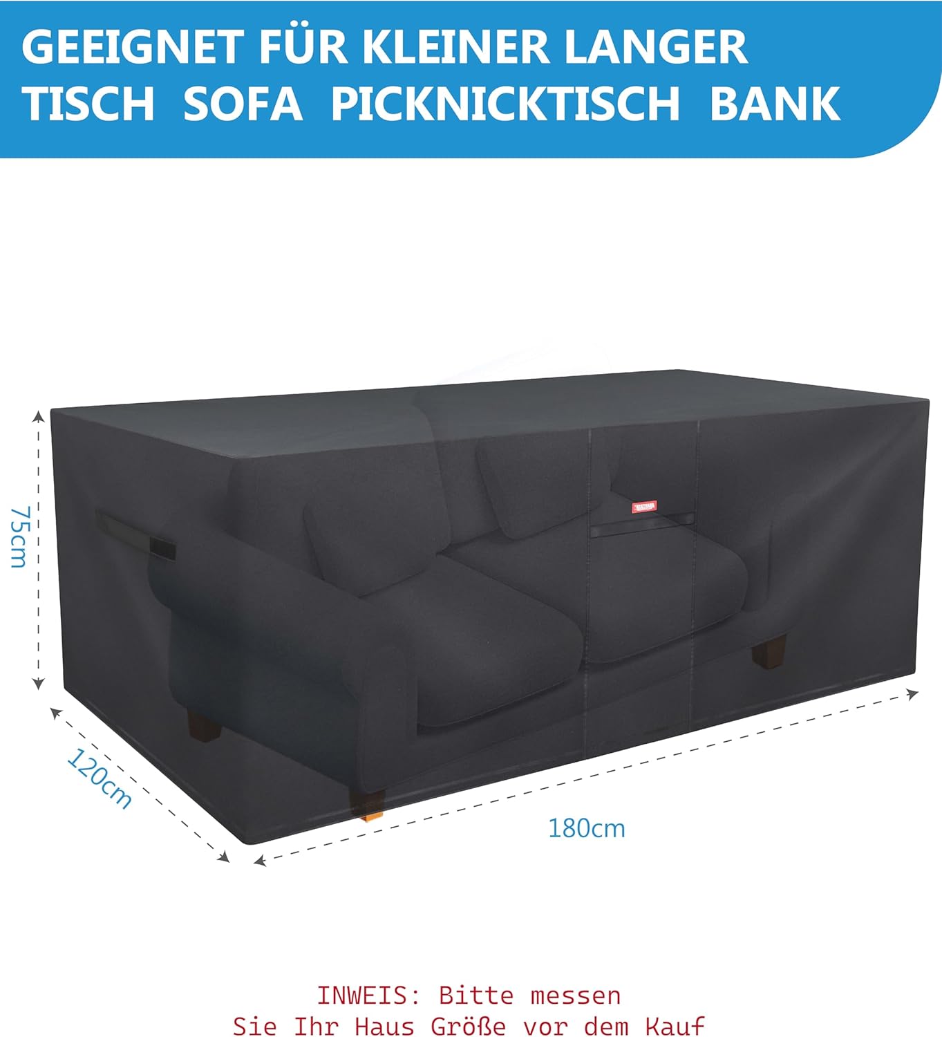 Telo Copertura Mobili Giardino Oxford 600D 180x120x75cm - immagine 3