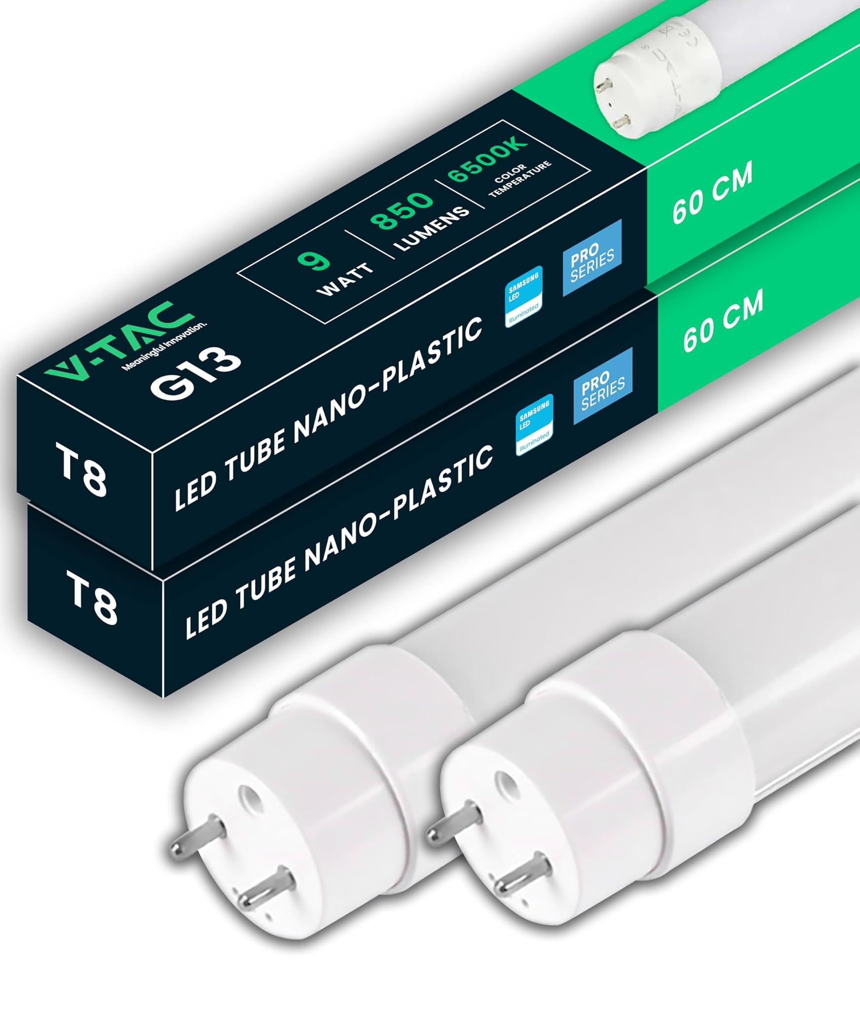 V-tac 2x Tubi LED 60 CM G13 9W, Luce Bianca Fredda