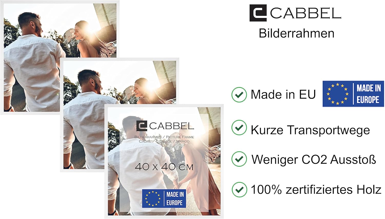 Cabbel Cornici 40x40 cm in Legno MDF Bianco (3 pz) - immagine 2