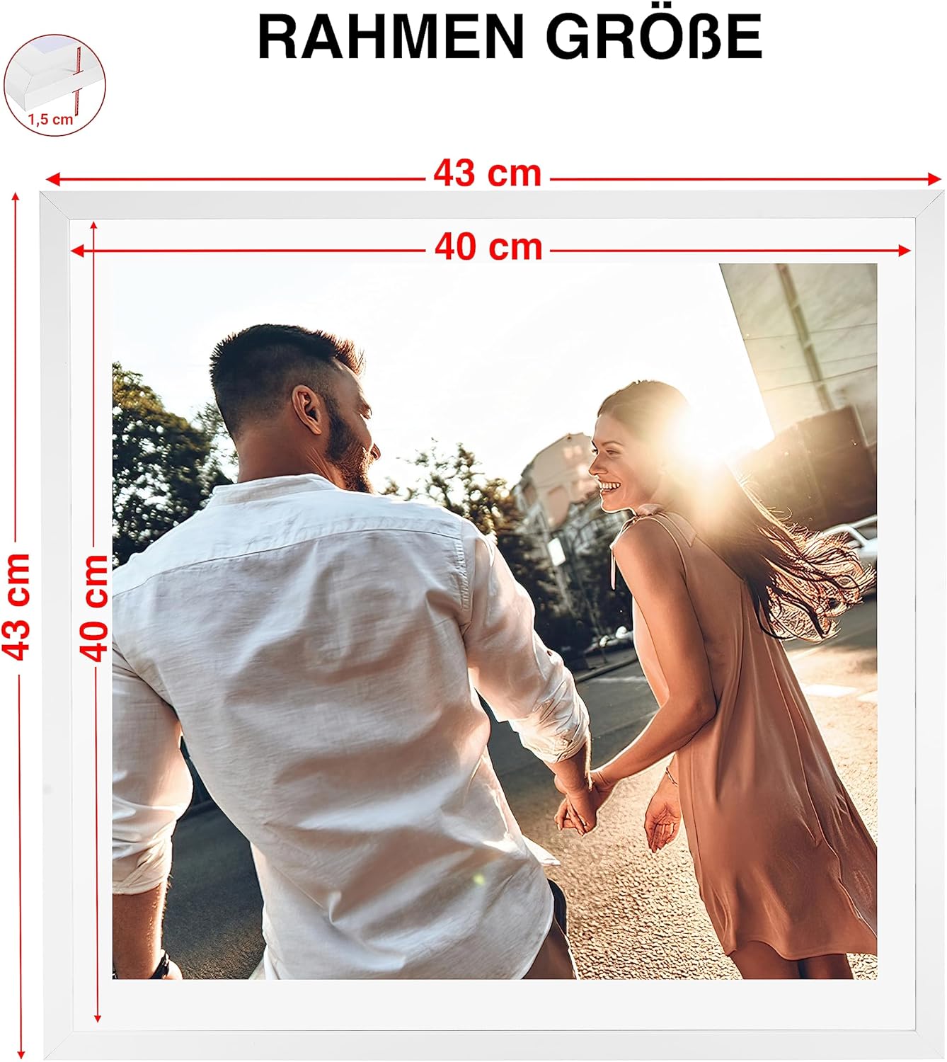 Cabbel Cornici 40x40 cm in Legno MDF Bianco (3 pz) - immagine 3